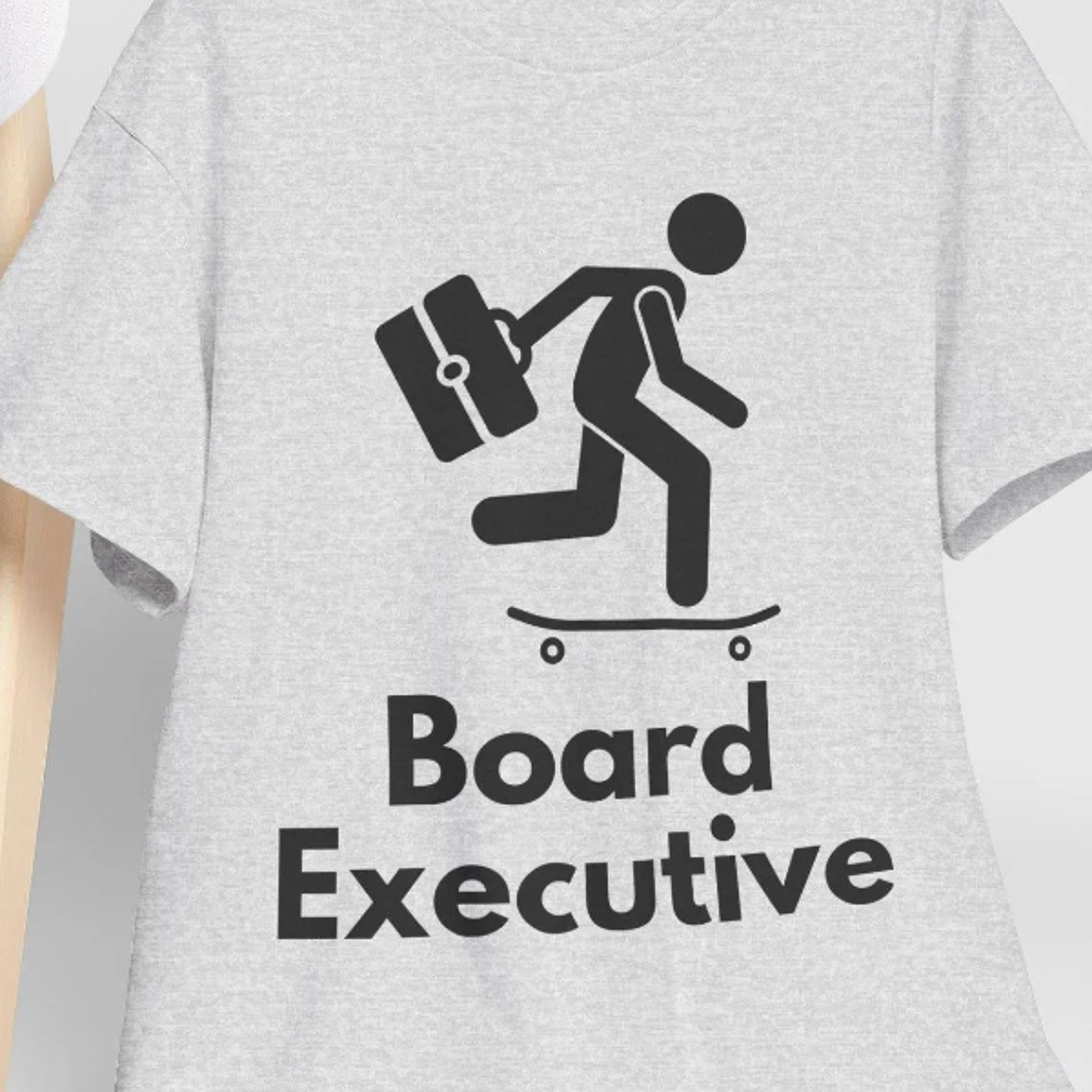 funny skater t-shirt, "board executive" pun shirt