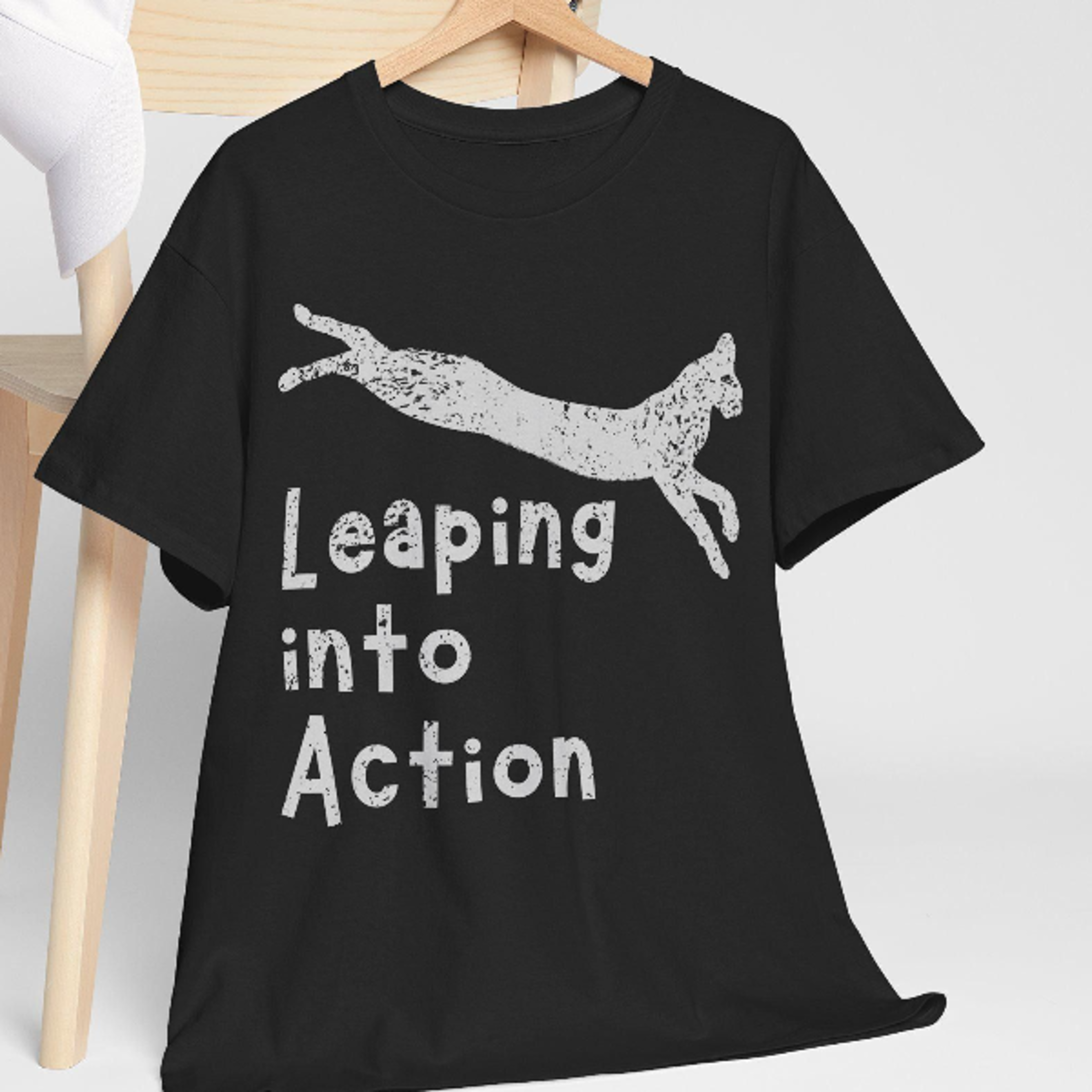 funny serval cat pun t-shirt, leaping into action tee