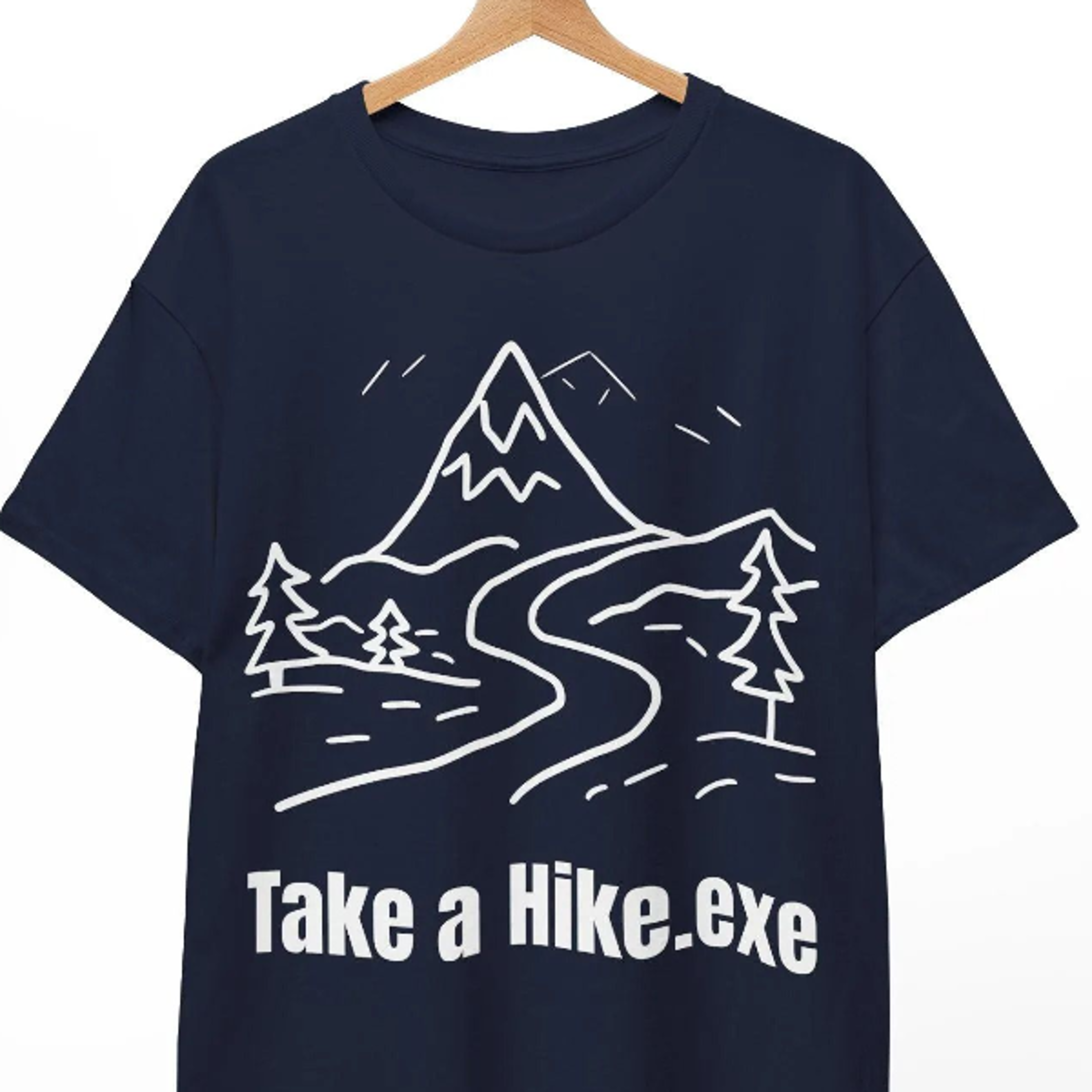 funny hiking t-shirt, gift for hikers, it present, pun shirt, t-shirt "take a hike.exe"