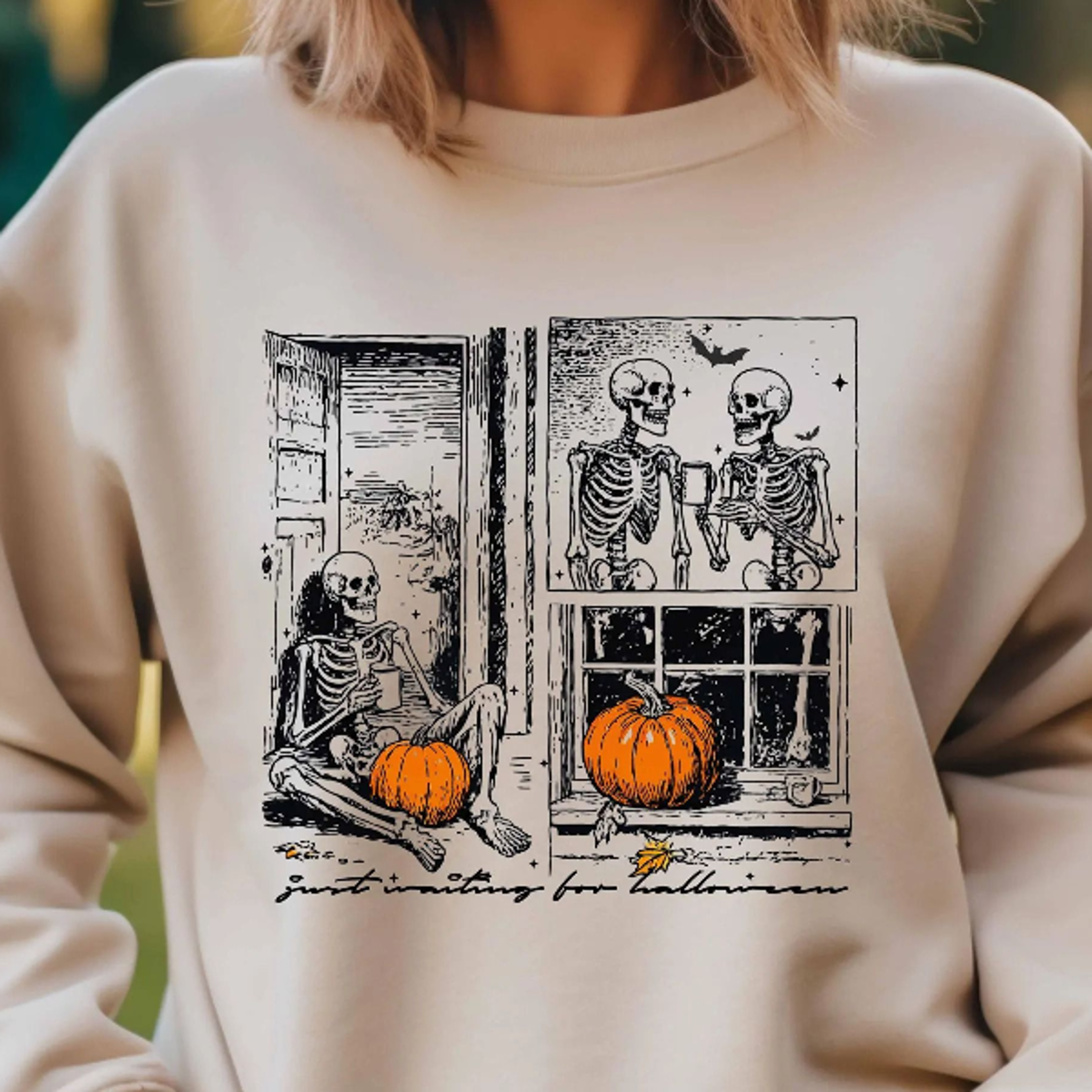 skeleton window halloween shirt, funny pumpkin skeleton tee, spooky fall graphic t-shirt