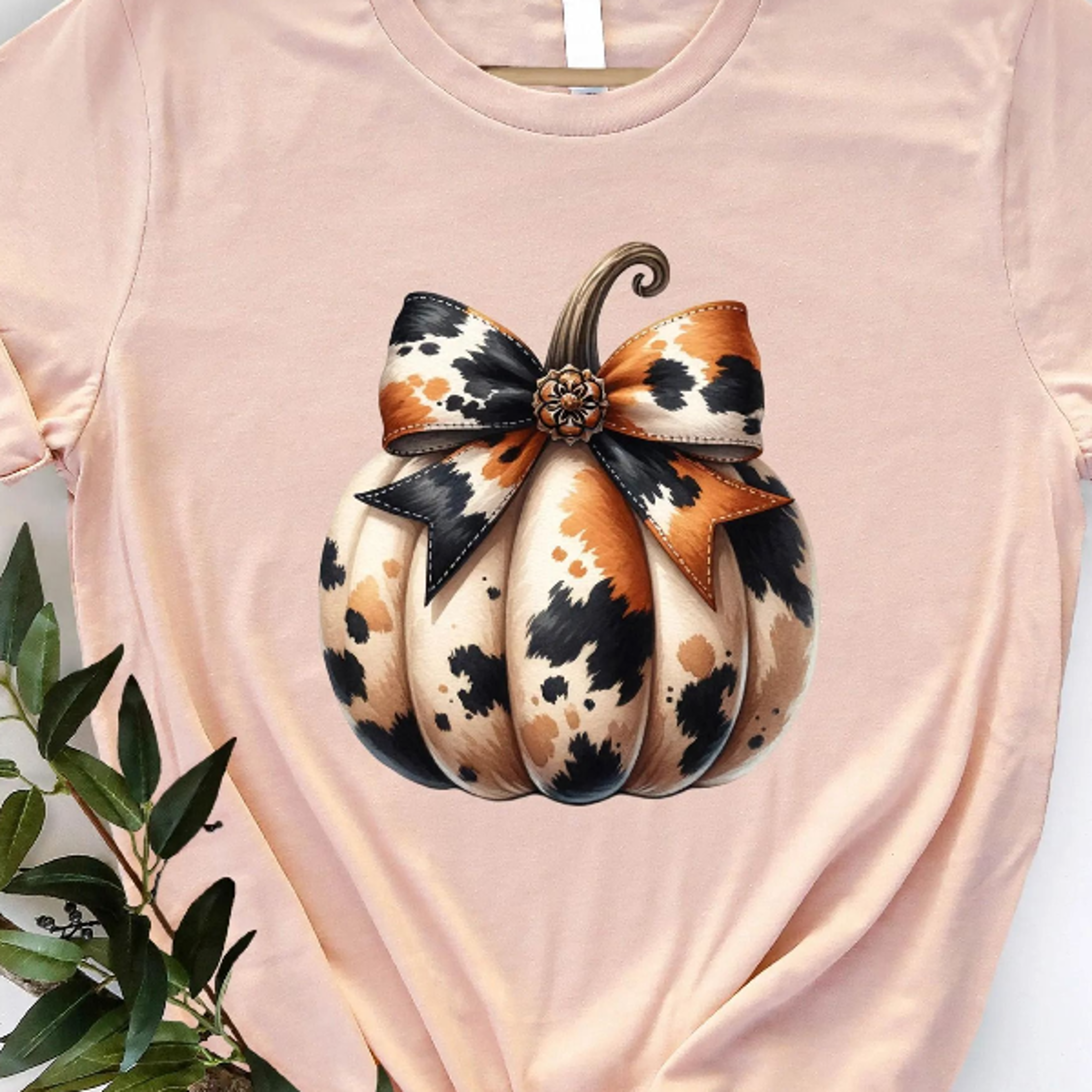 coquette cowhide pumpkin shirt trendy fall outfit, western autumn graphic t-shirt