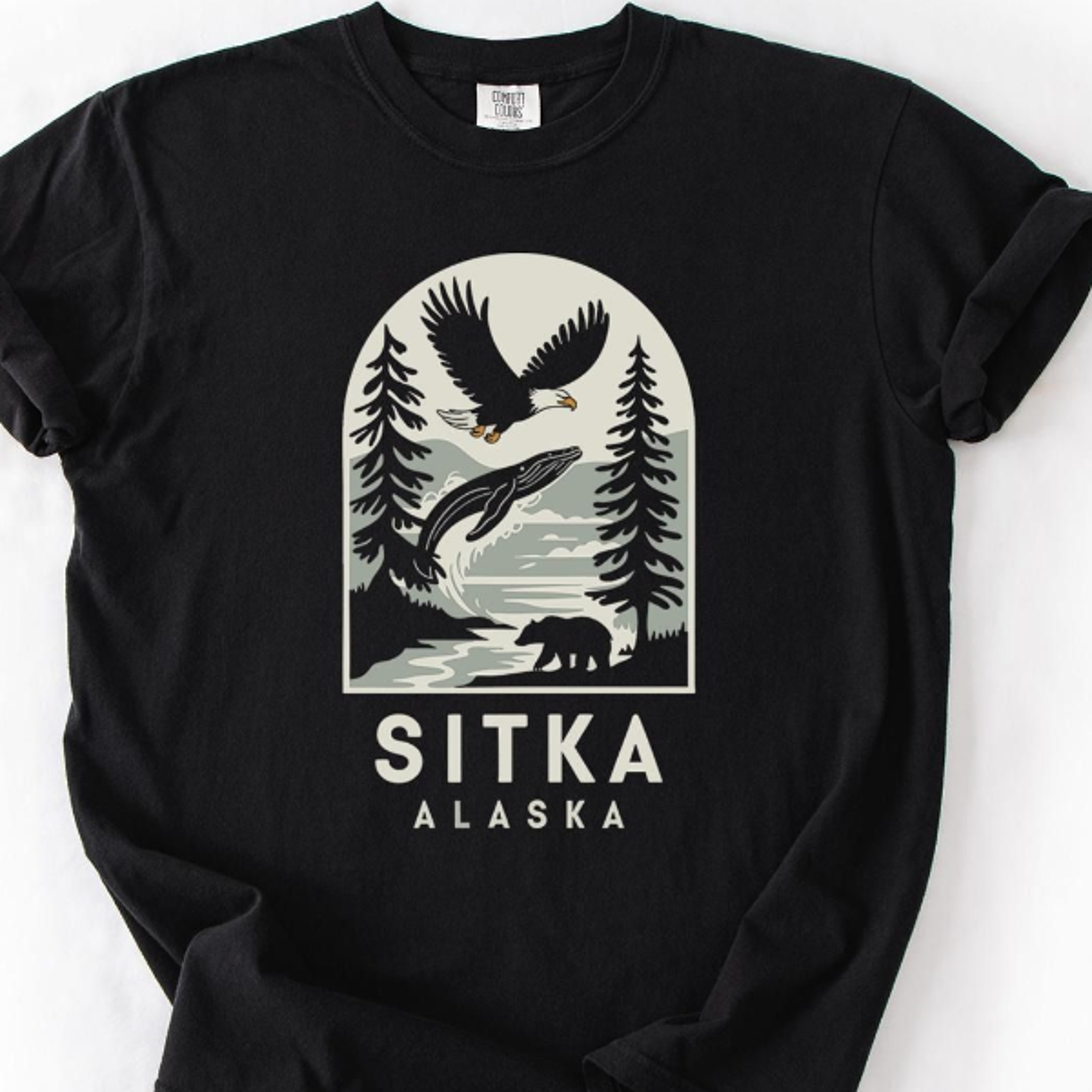 sitka alaska shirt – nature tee, whale eagle bear graphic