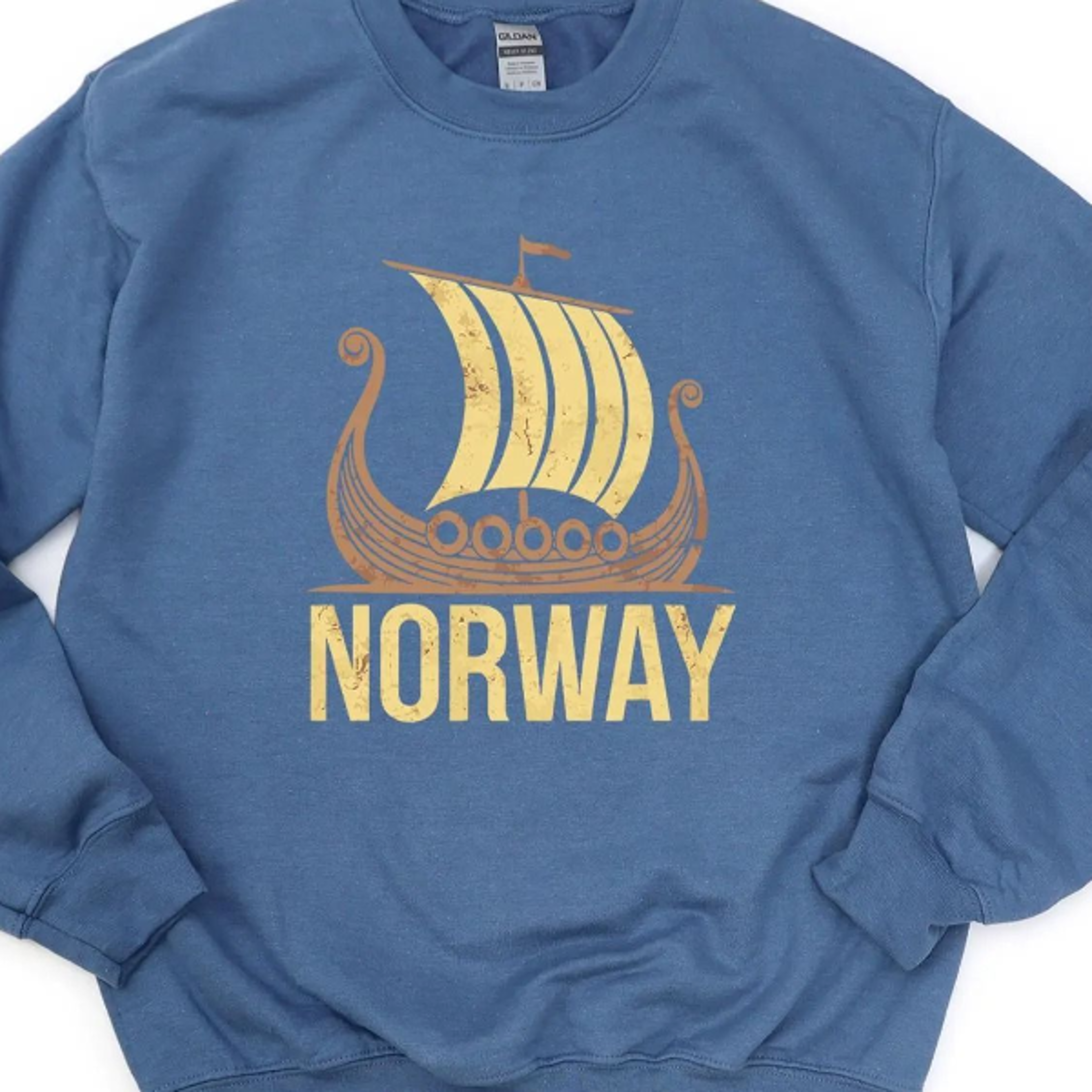 norway crewneck sweatshirt, viking ship nordic heritage design