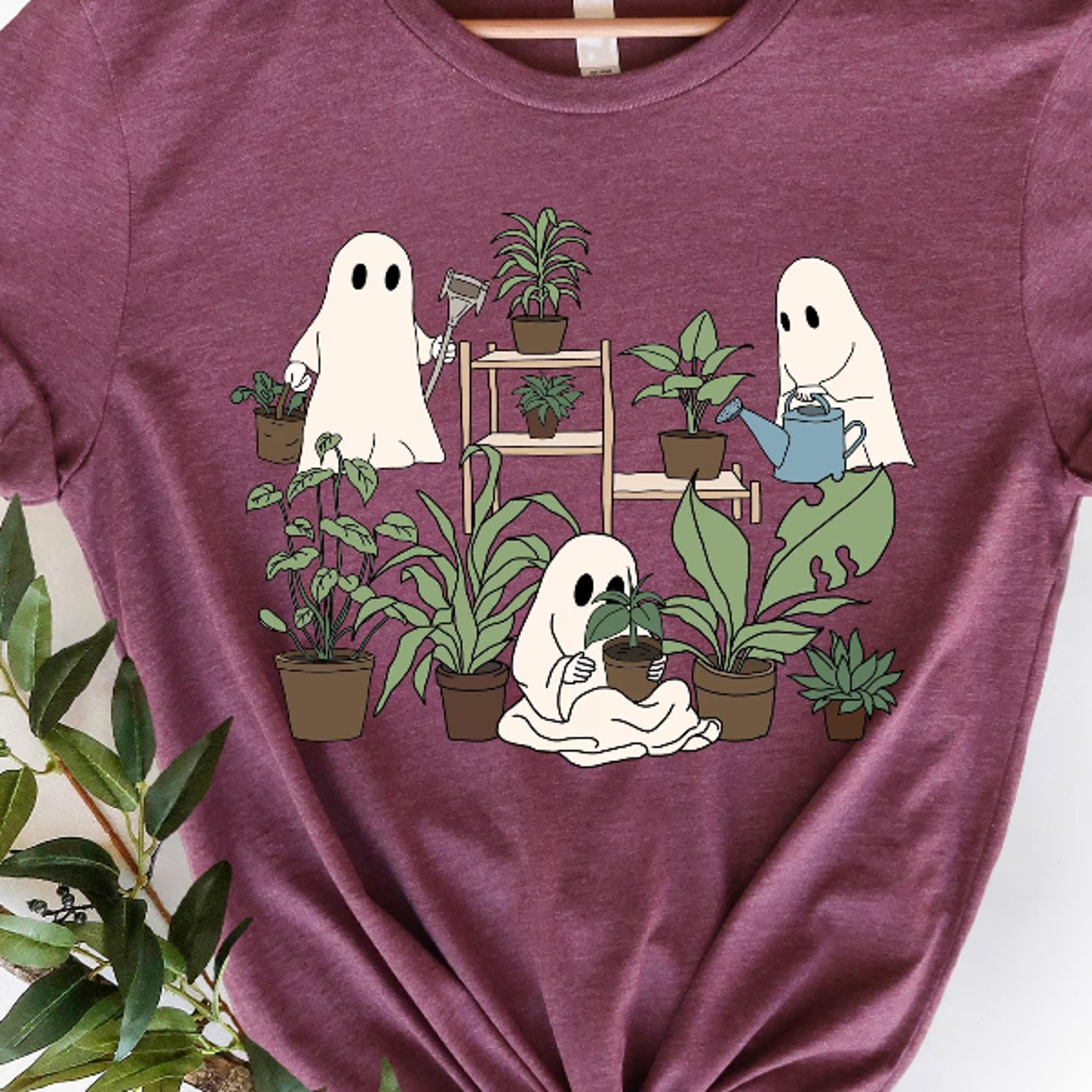 funny ghost plant t-shirt halloween gardening gift, spooky plant lover graphic tee