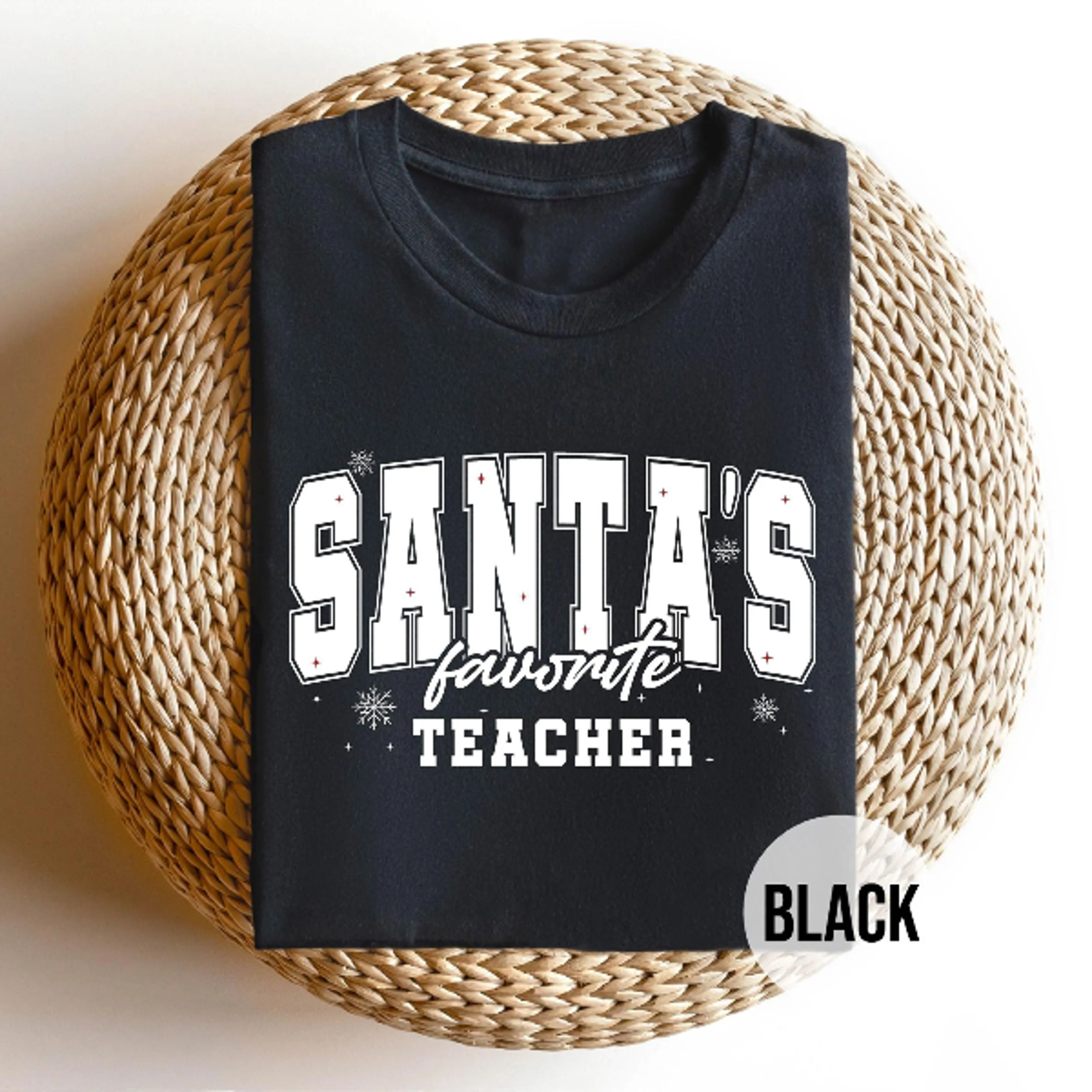 santa's favorite teacher t-shirt, festive christmas graphic tee, holiday teacher gift