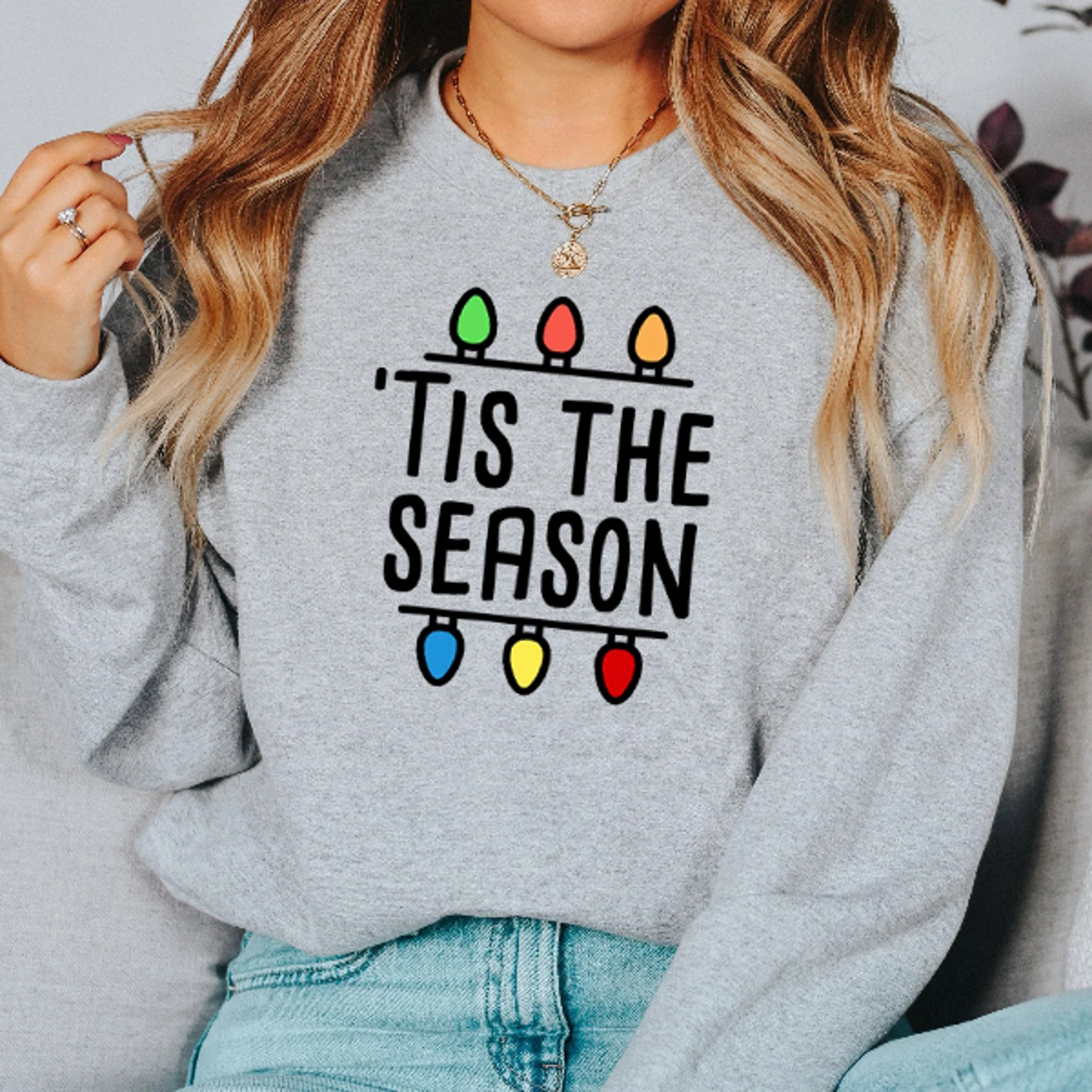 tis the season shirt, retro christmas lights tee, holiday graphic shirt, cozy christmas sweatshirt, winter family outfit