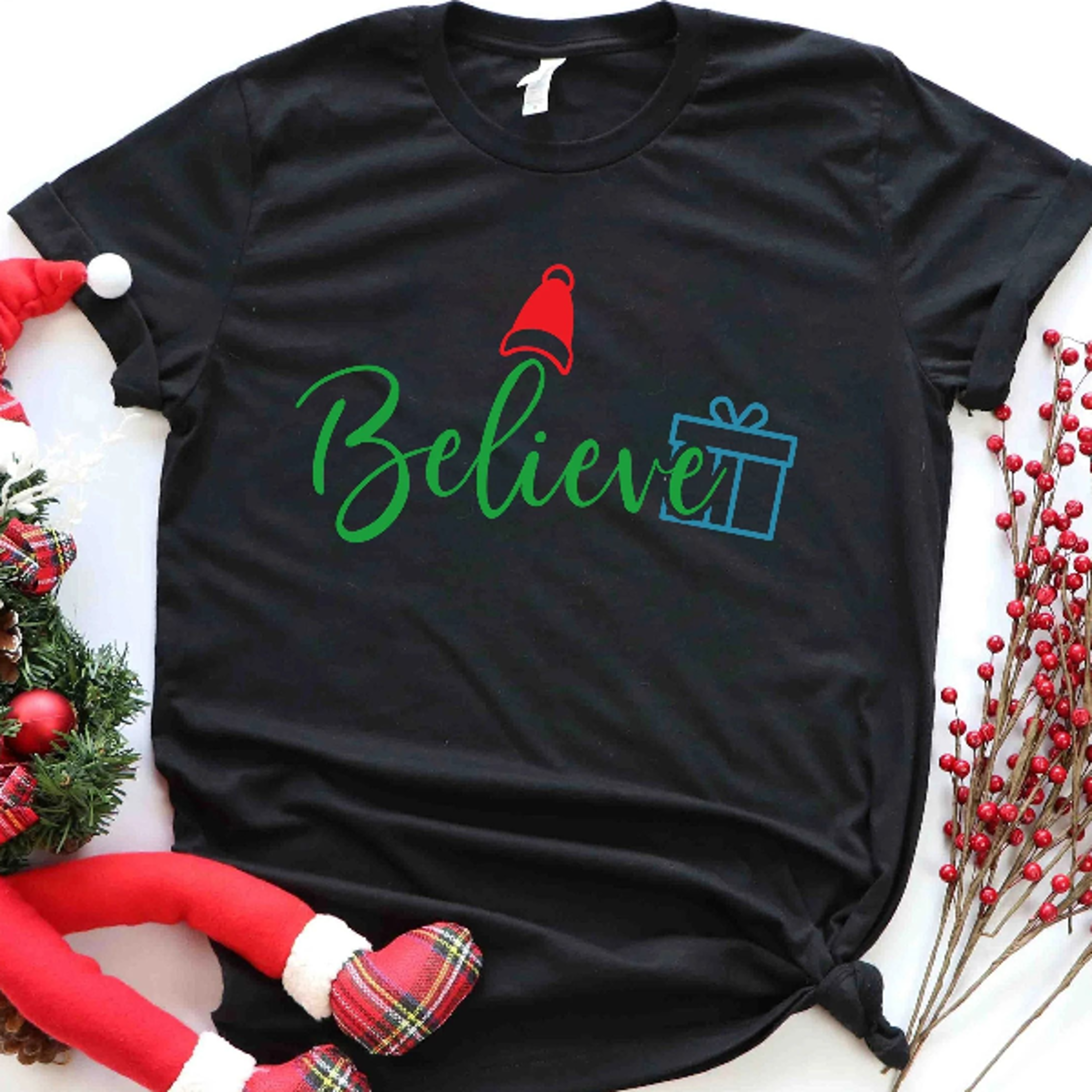 believe christmas shirt, santa believe tee, christmas gnome shirt, family christmas outfit, holiday graphic tee, christm