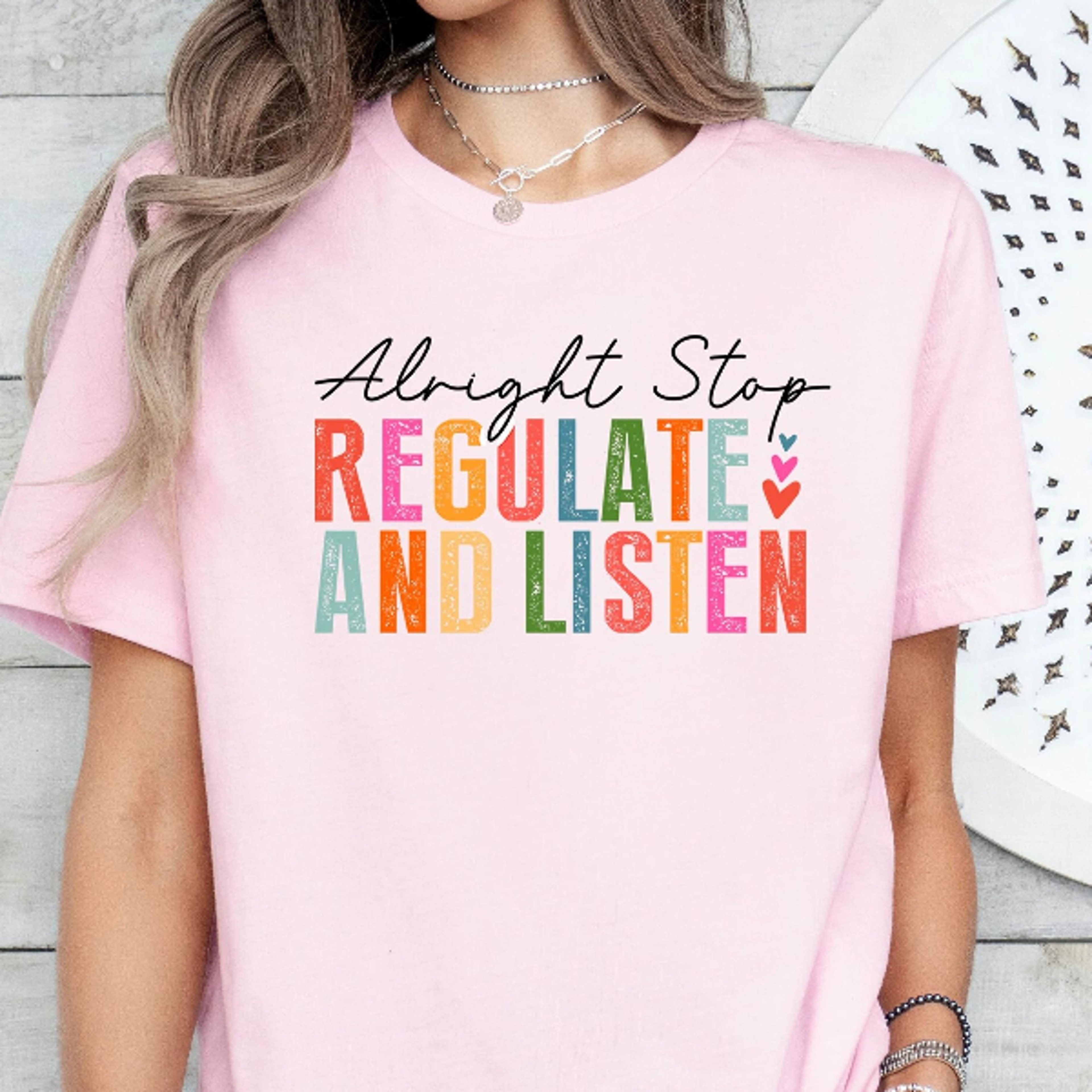 alright stop regulate and listen shirt, counselor shirt, sensory regulation, ot shirt, coping skills shirt, mental healt