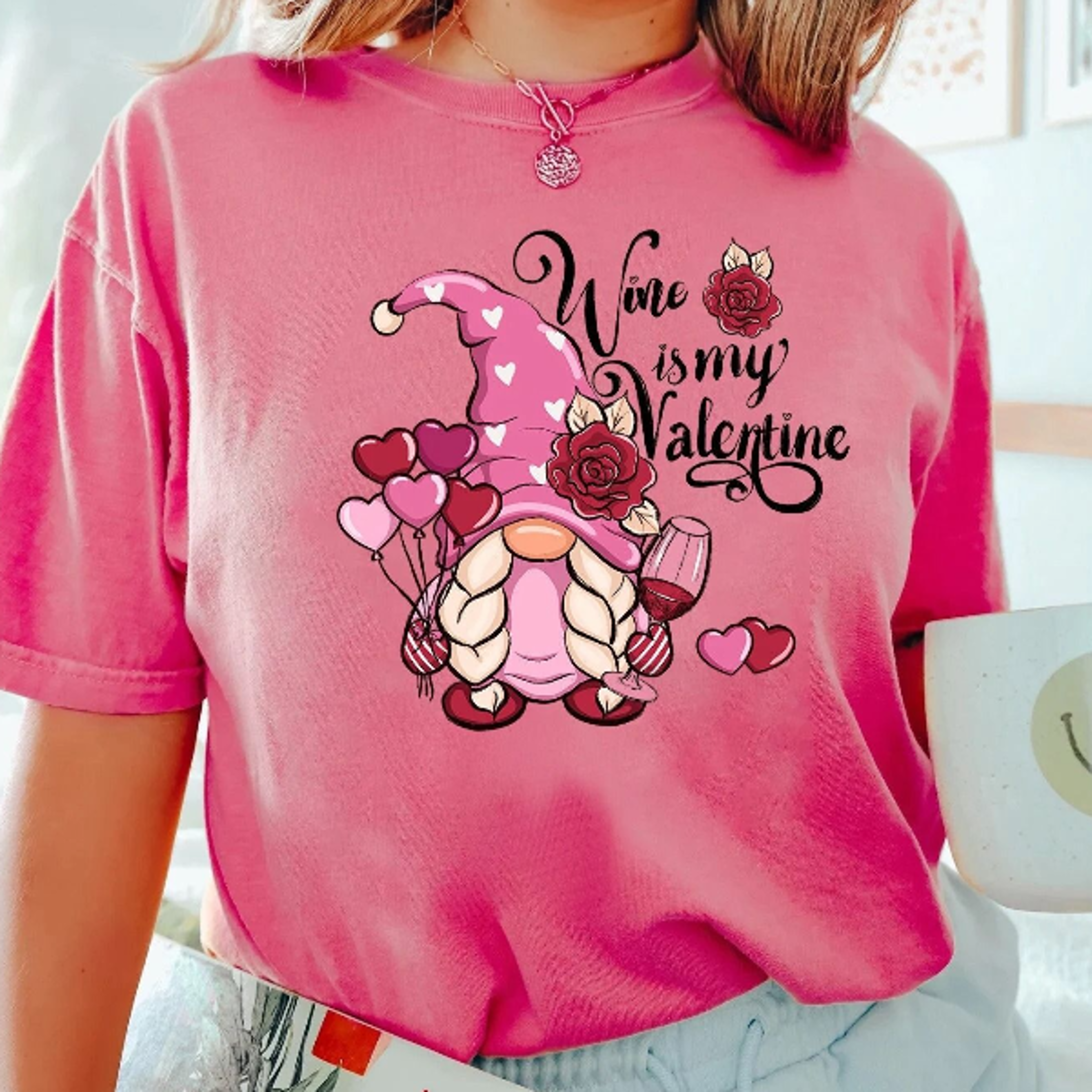 wine is my valentine gnome shirt,valentine gnome, valentine shirt, valentines day shirt, valentine tshirt, couples sweat