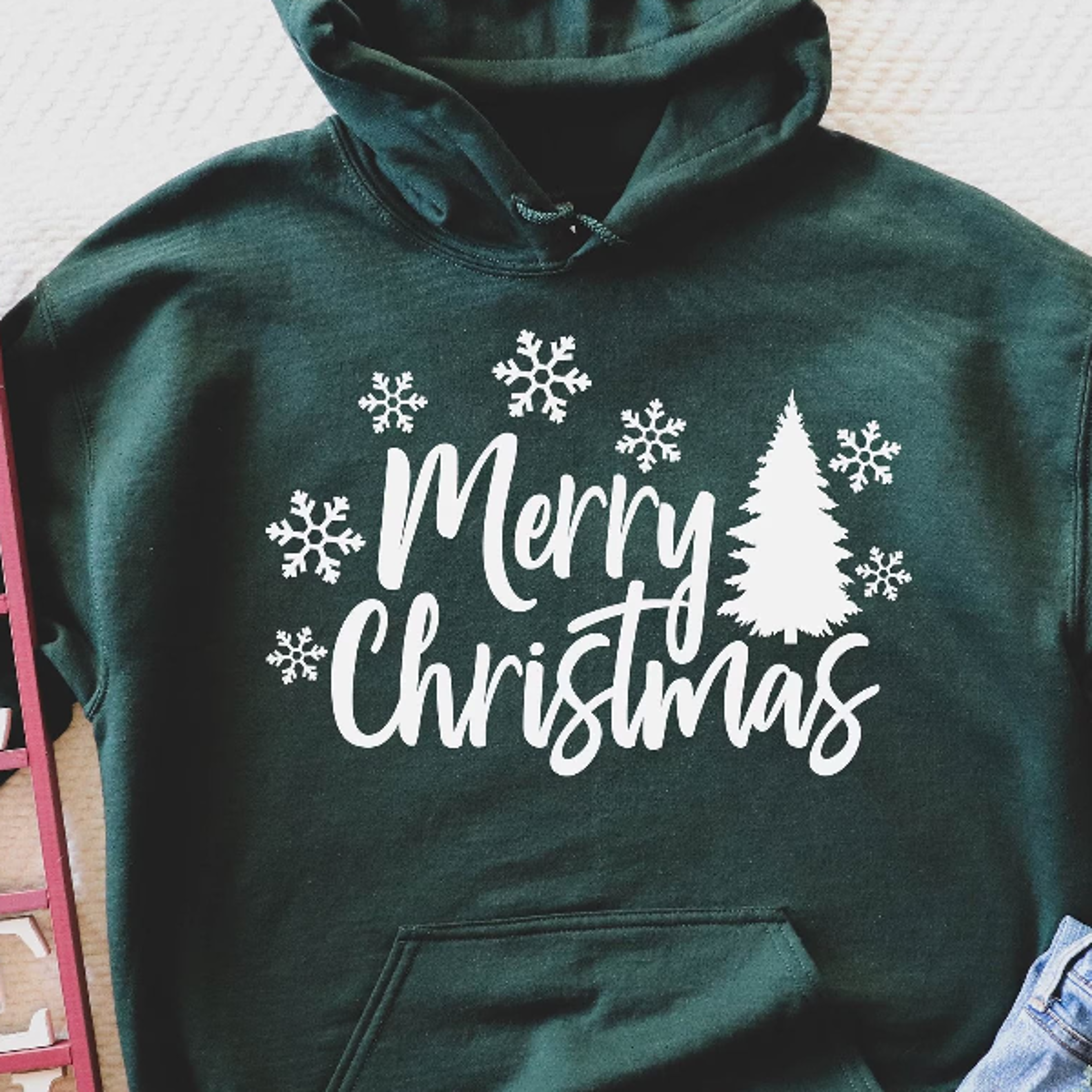 merry christmas hoodie holiday unisex sweatshirt, cozy festive winter pullover