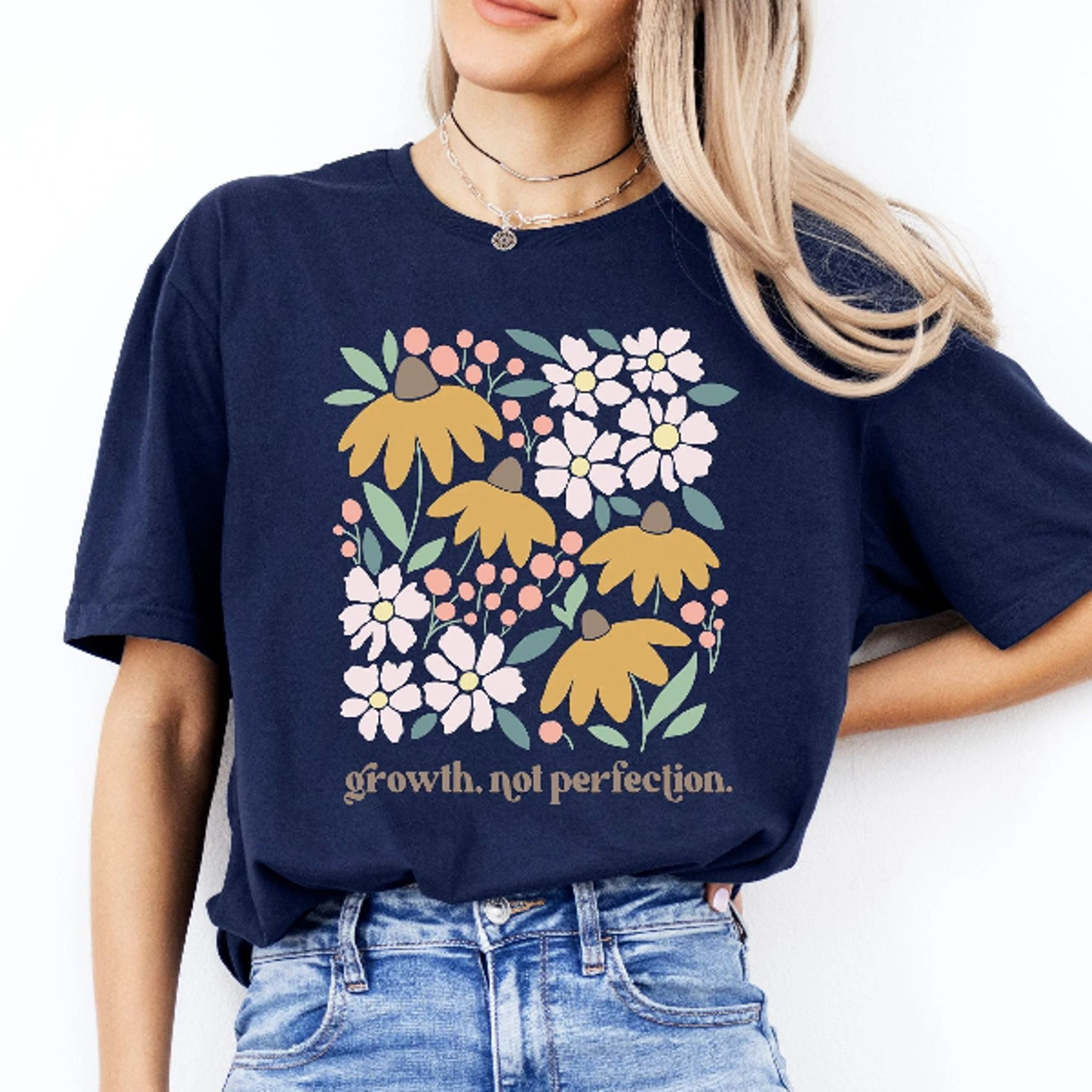 growth not perfection floral shirt, boho flower t-shirt shirt, floral shirt, flower market shirt, inspirational shirt, k