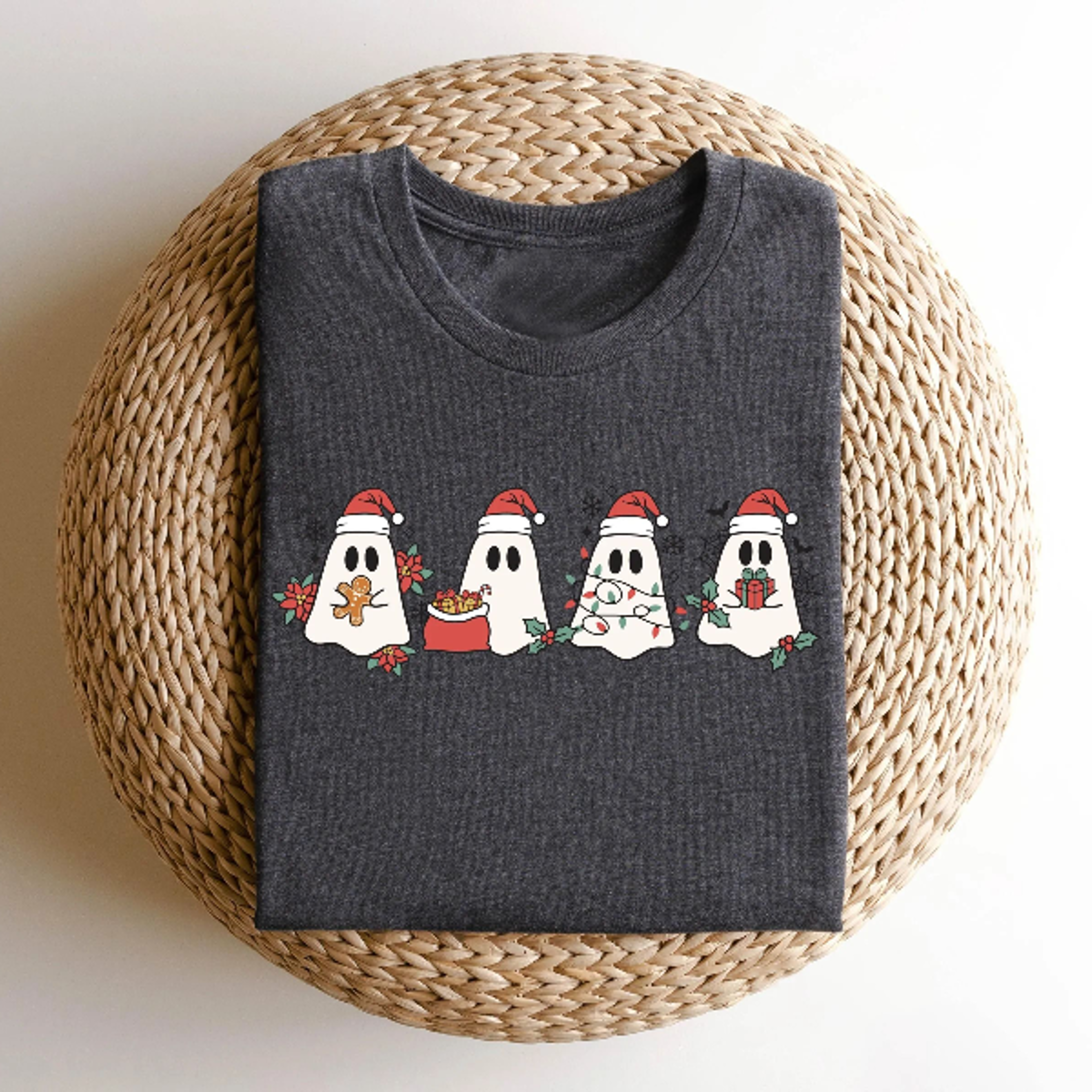 christmas ghosts shirt, cute merry ghostmas t-shirt, festive holiday graphic tee