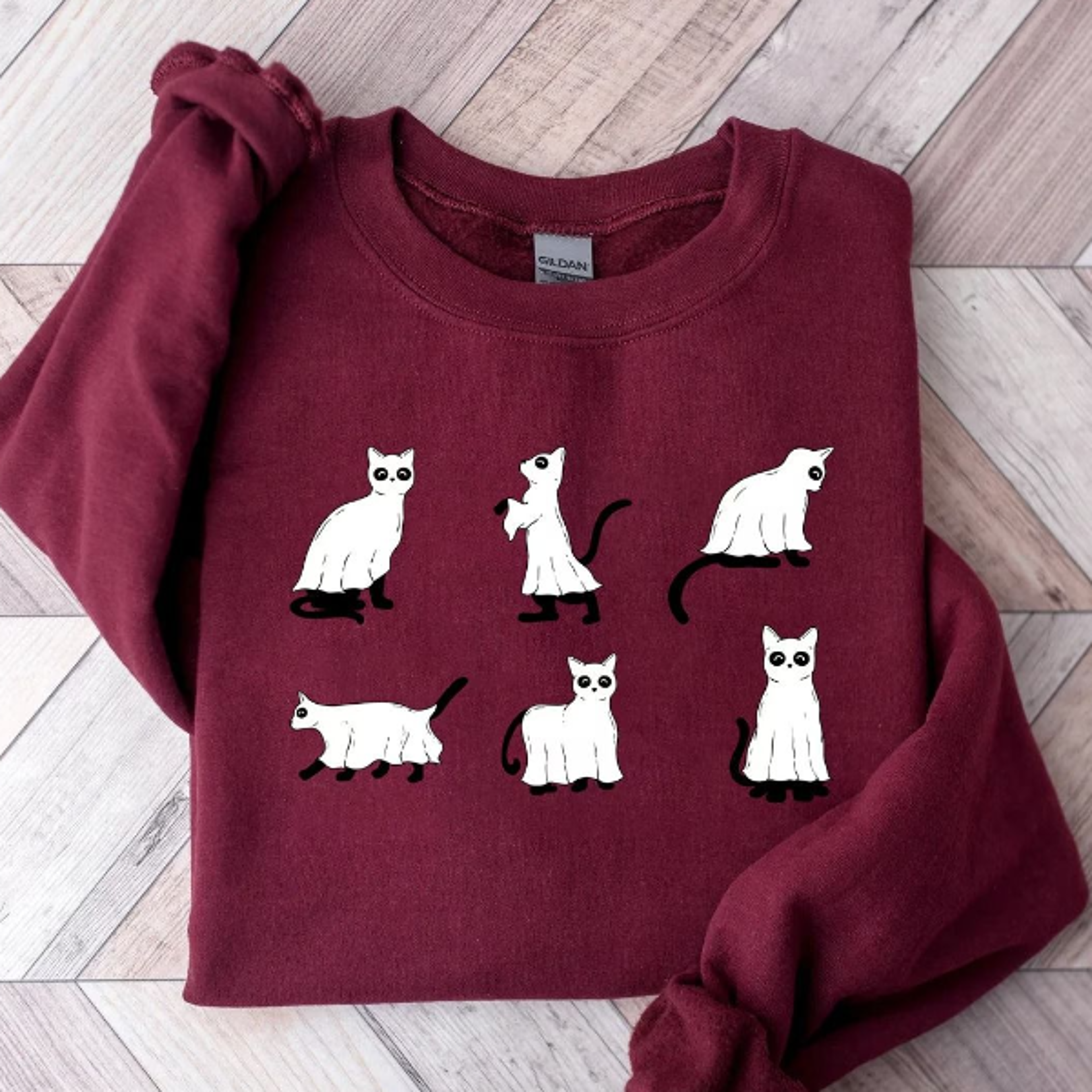 cat halloween sweatshirt, ghost halloween shirt, ghost cat shirt, fall sweatshirt for women,pumpkin sweatshirt, hallowee
