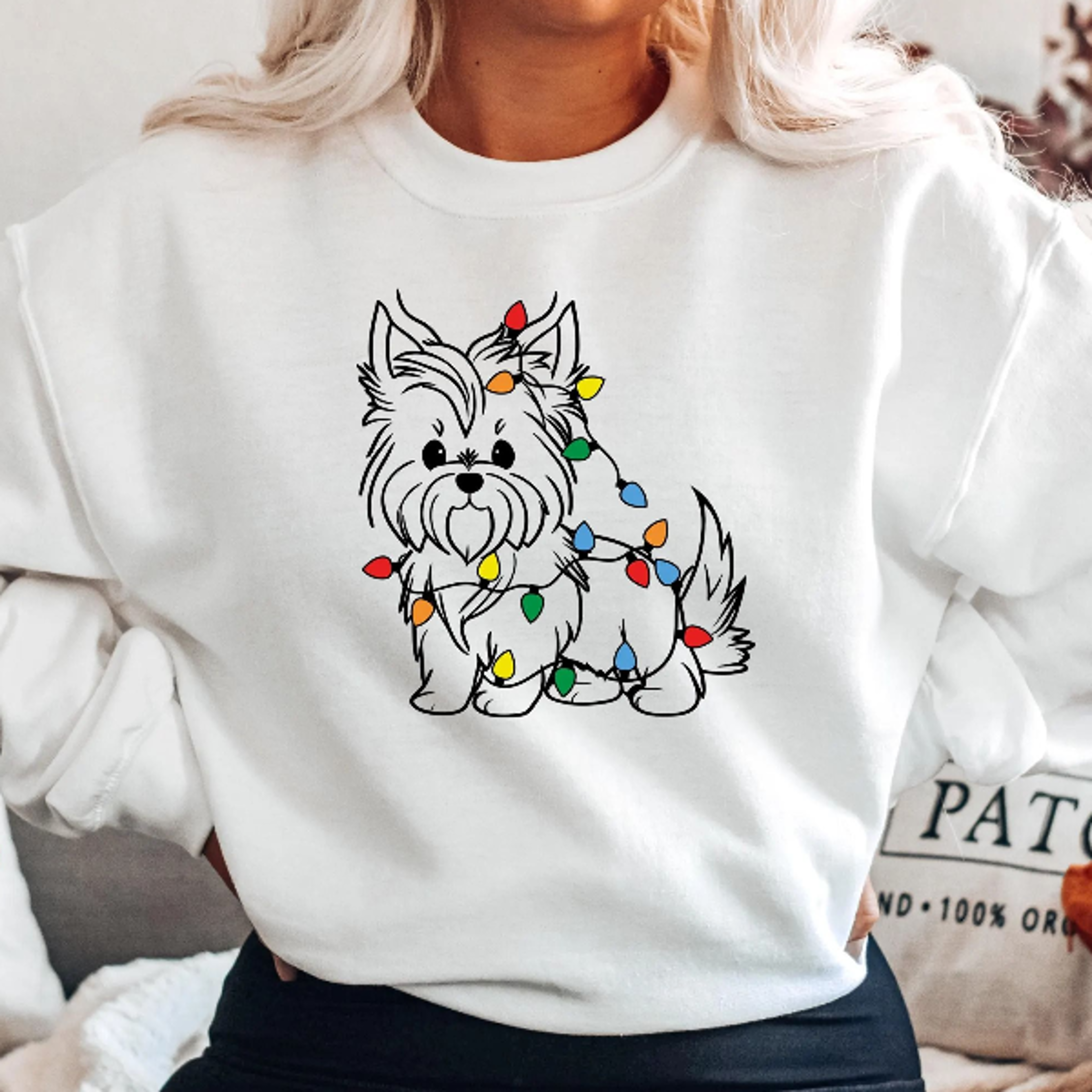 yorkshire terrier christmas sweatshirt, christmas yorkie shirt, cute dog mom sweatshirt, dog lover family gift, womens c