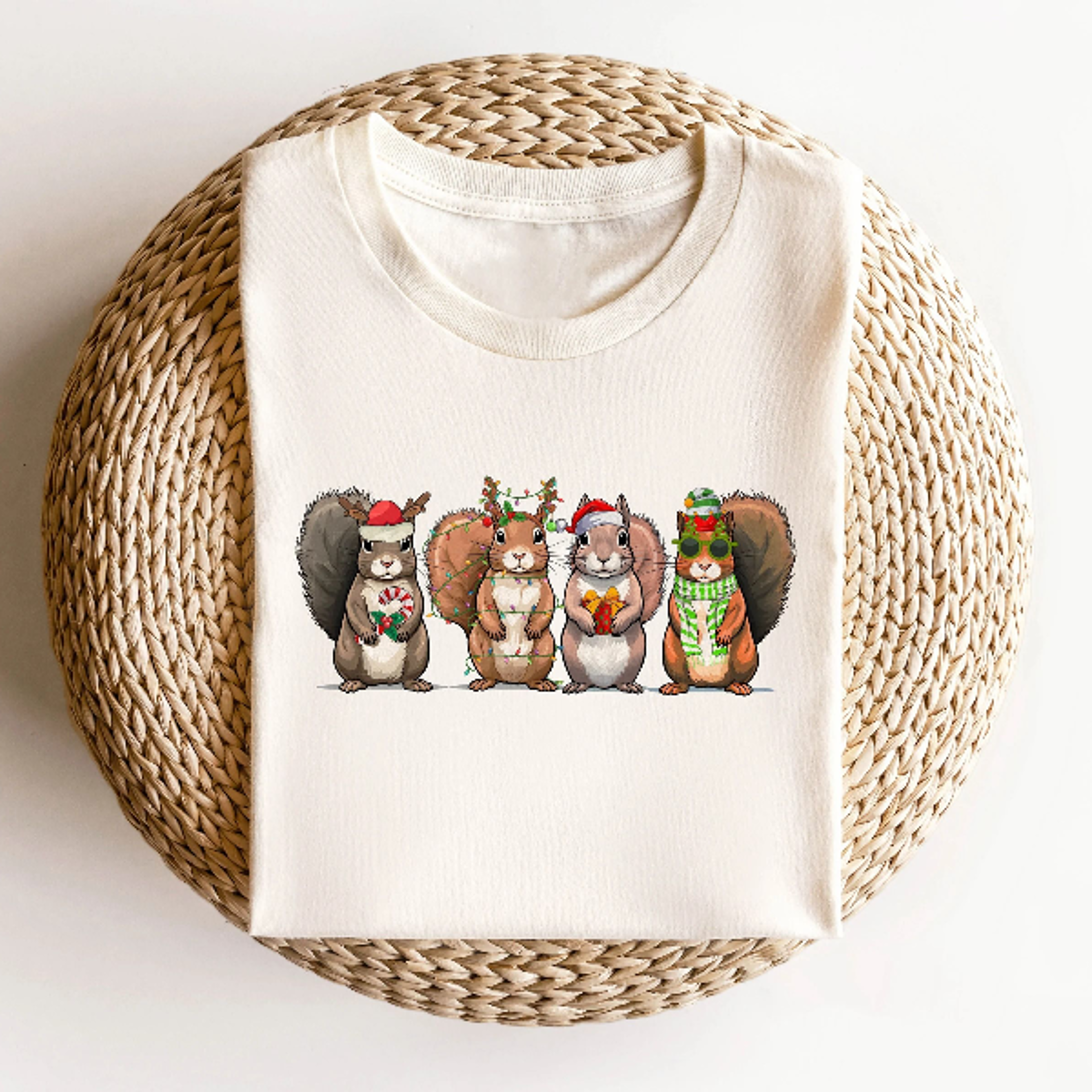 funny squirrel christmas t-shirt, holiday animal squad tee, festive winter graphic shirt