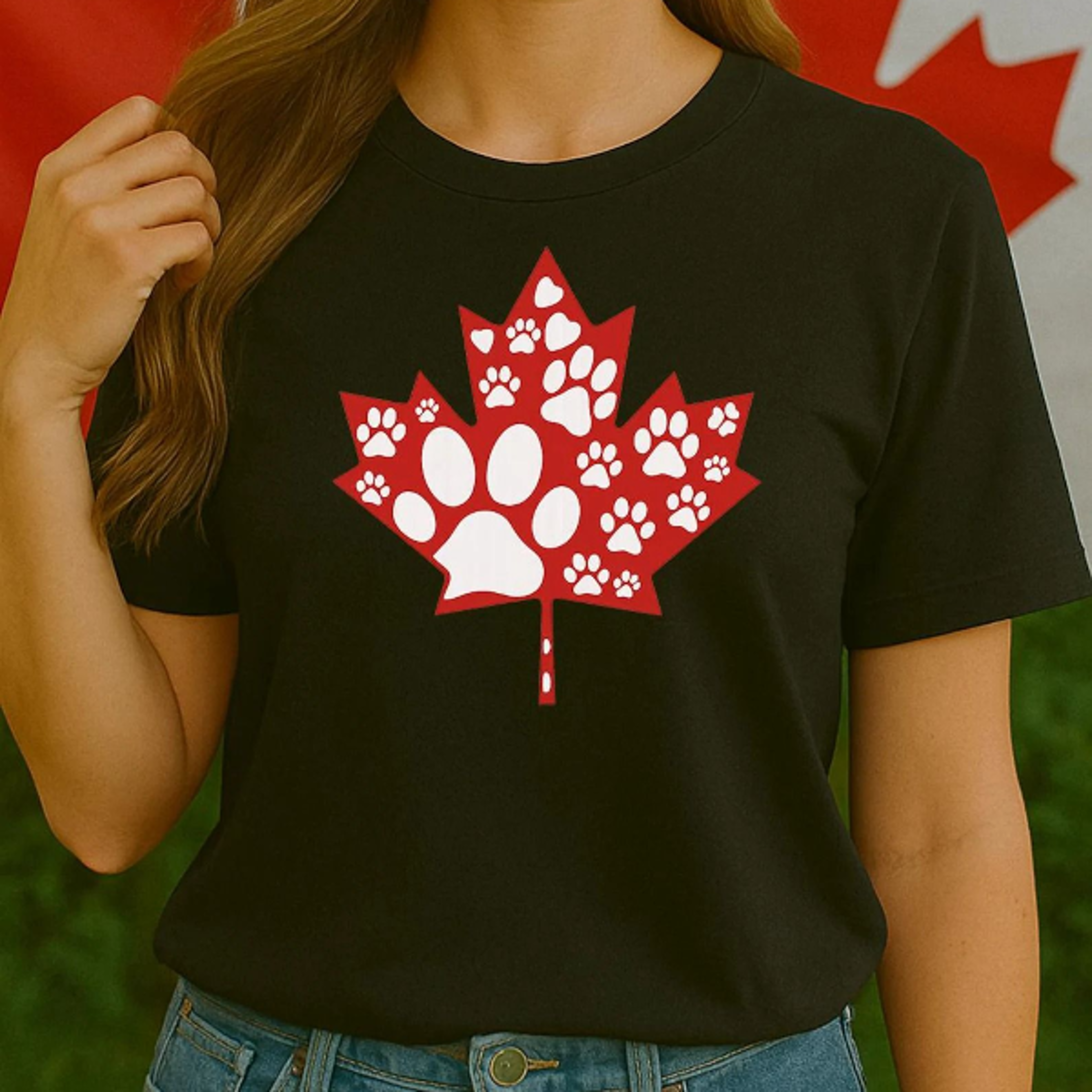 canadian pet lover t-shirt – maple leaf paw print shirt for dog & cat owners – cute animal lover canada pride tee – gift