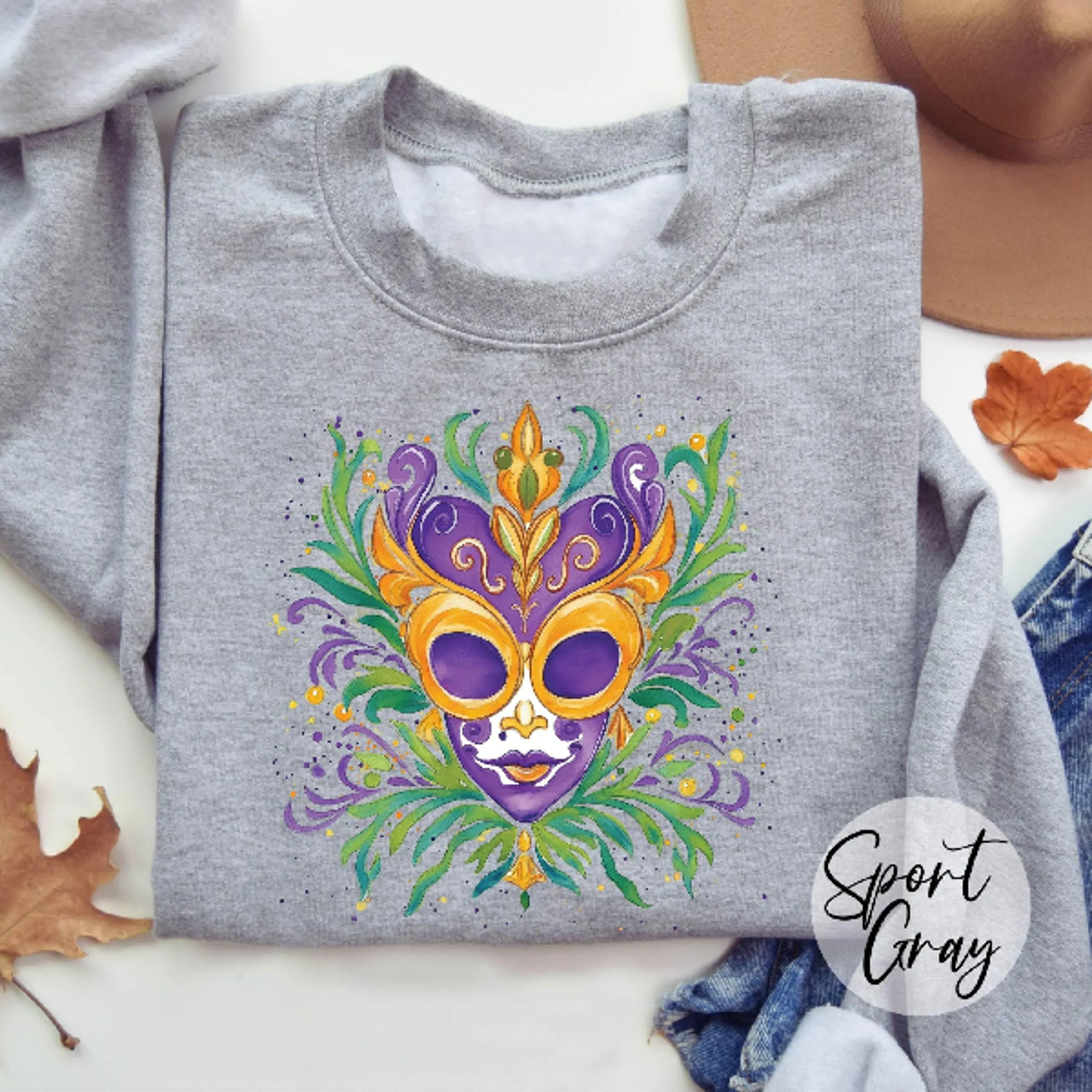 mardi gras mask sweatshirt louisiana festival gift, carnival celebration crewneck