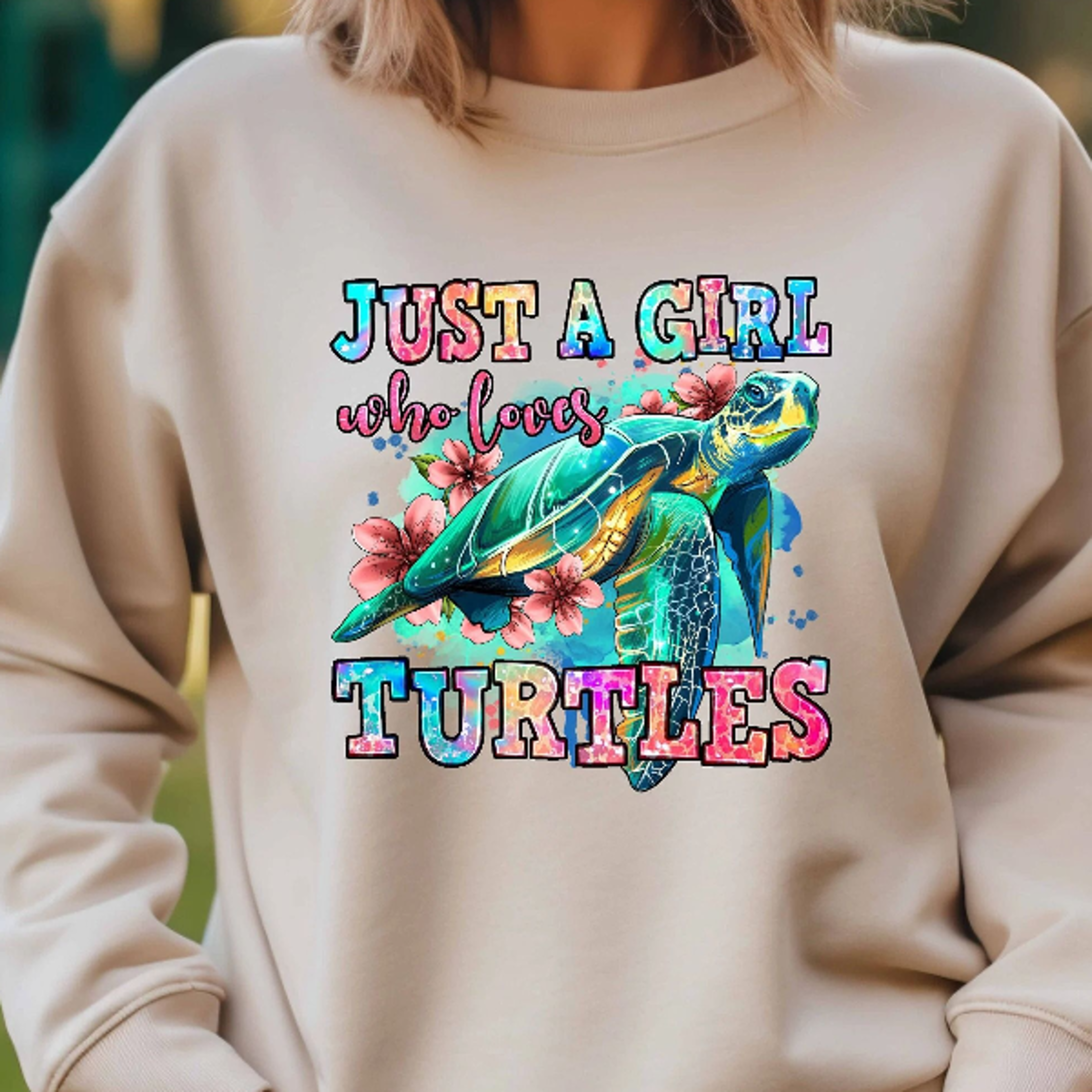 girl who loves turtles sweatshirt sea animal lover gift, cute turtle crewneck