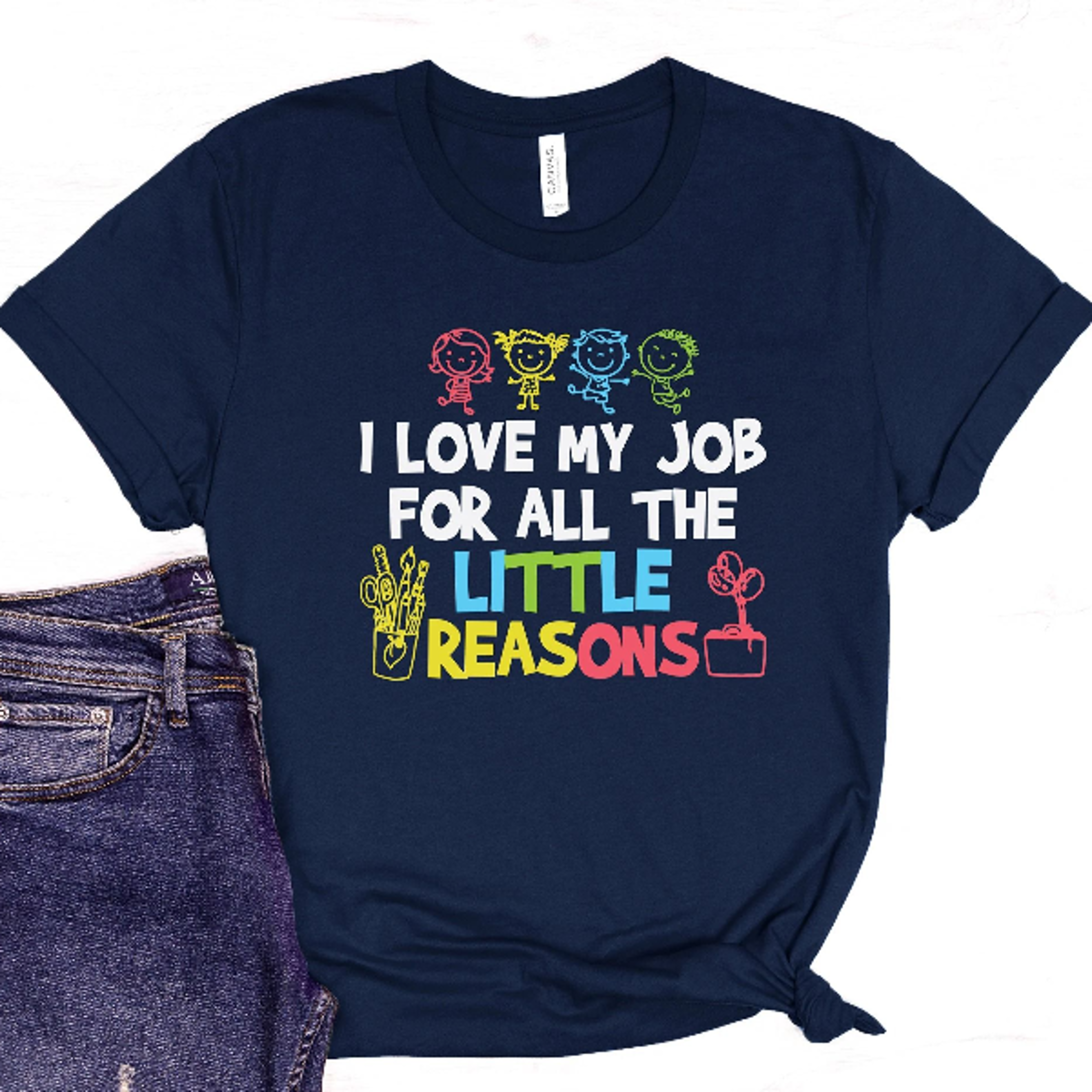 i love my job for all the little reasons shirt, teacher shirt, teacher sweatshirt, teach shirt, teacher crewneck, back t