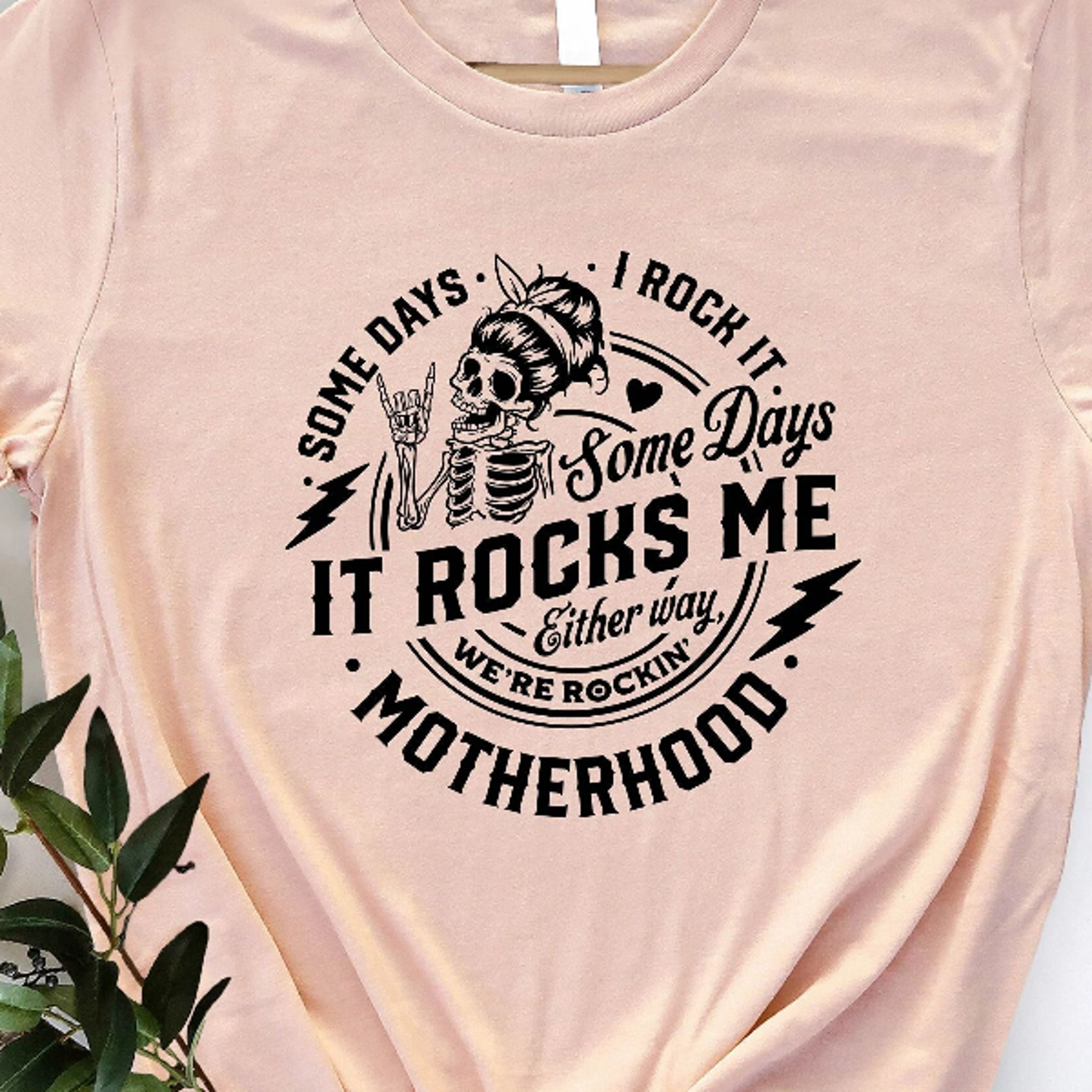 funny motherhood shirt rocking mom life, skull graphic t-shirt