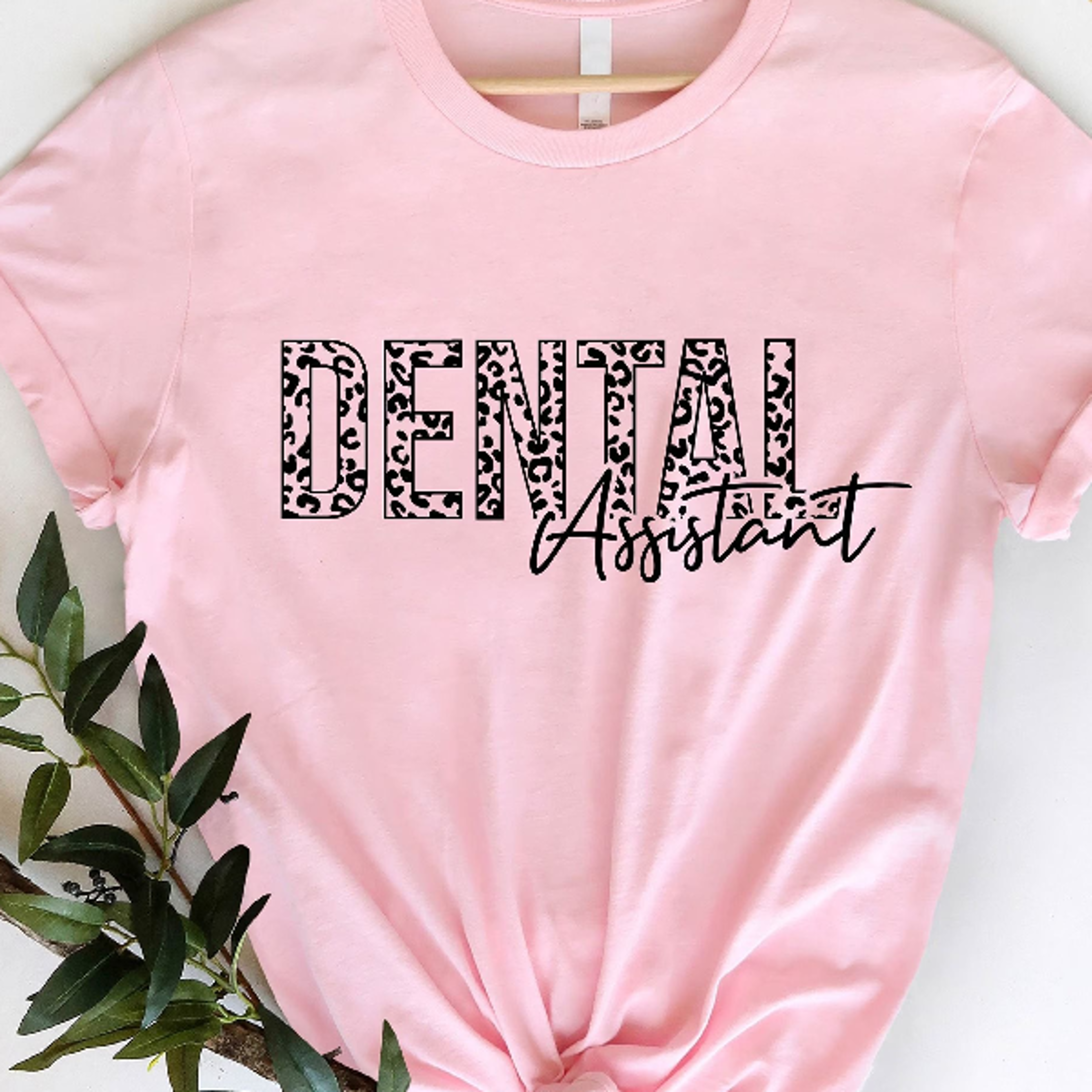 leopard print dental assistant shirt stylish dentist graphic t-shirt