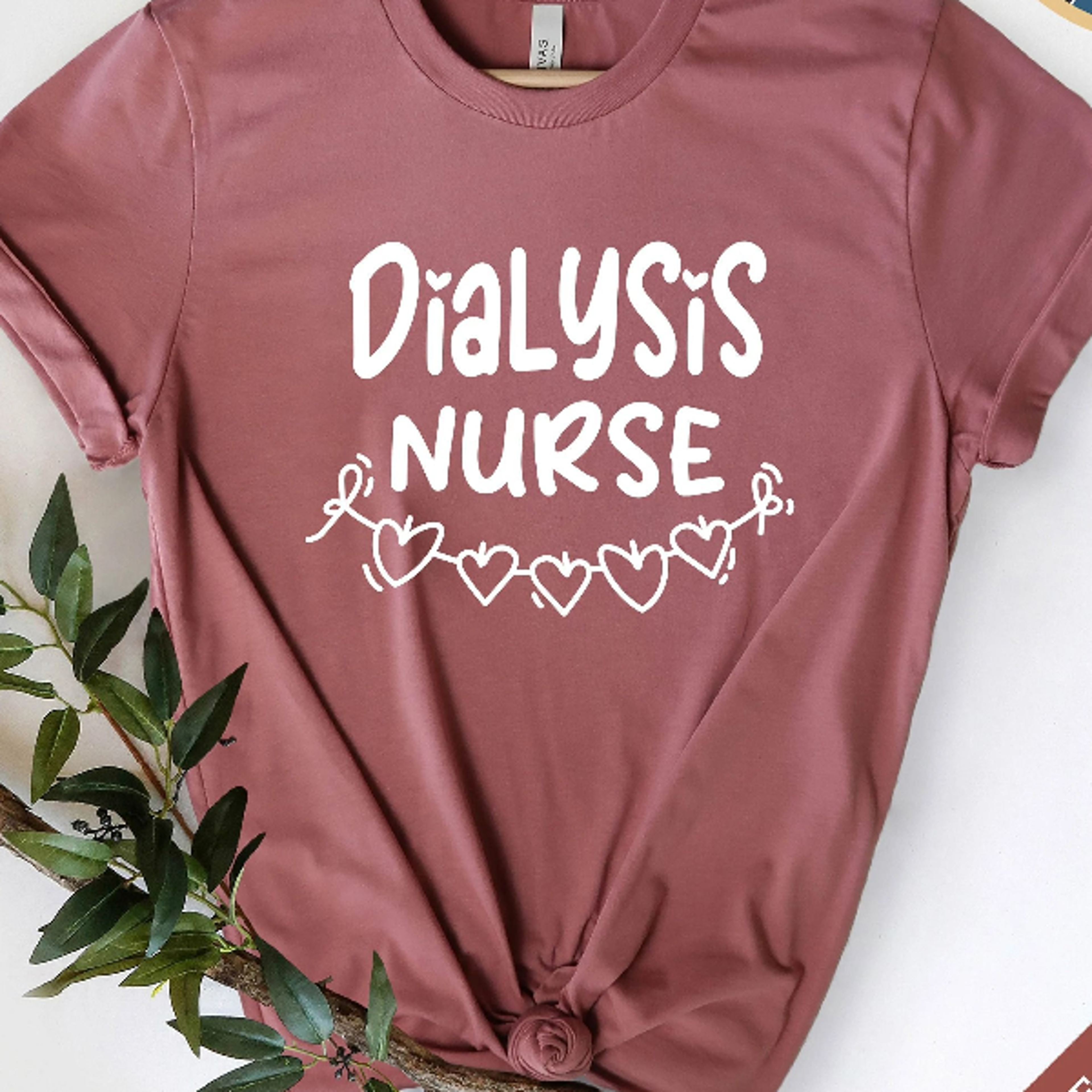 dialysis nurse shirt heart design, nursing student gift, renal care graphic tee