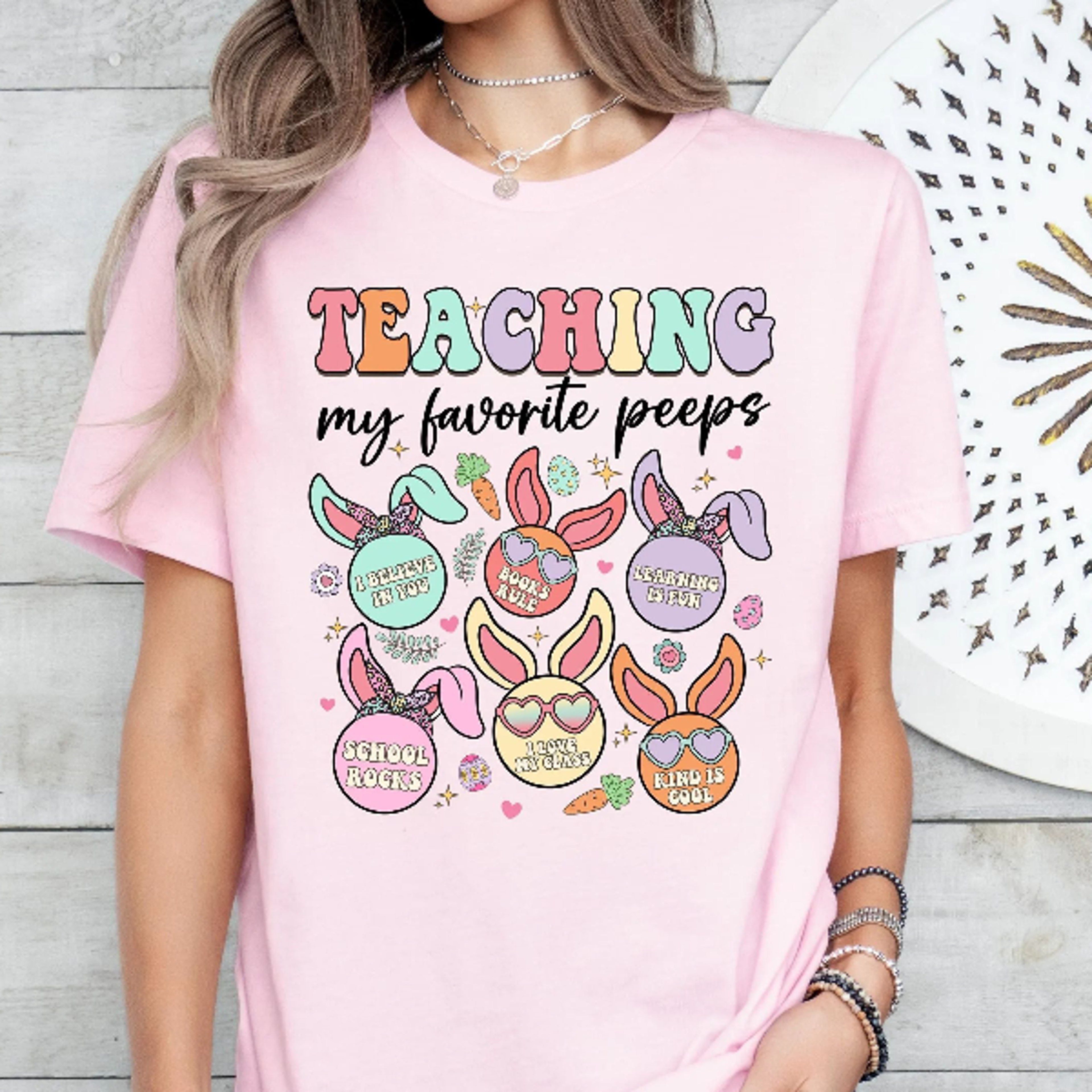 teaching my favorite peeps shirt, teacher shirt, easter shirt, easter bunny shirt, retro easter shirt, gift for teacher,
