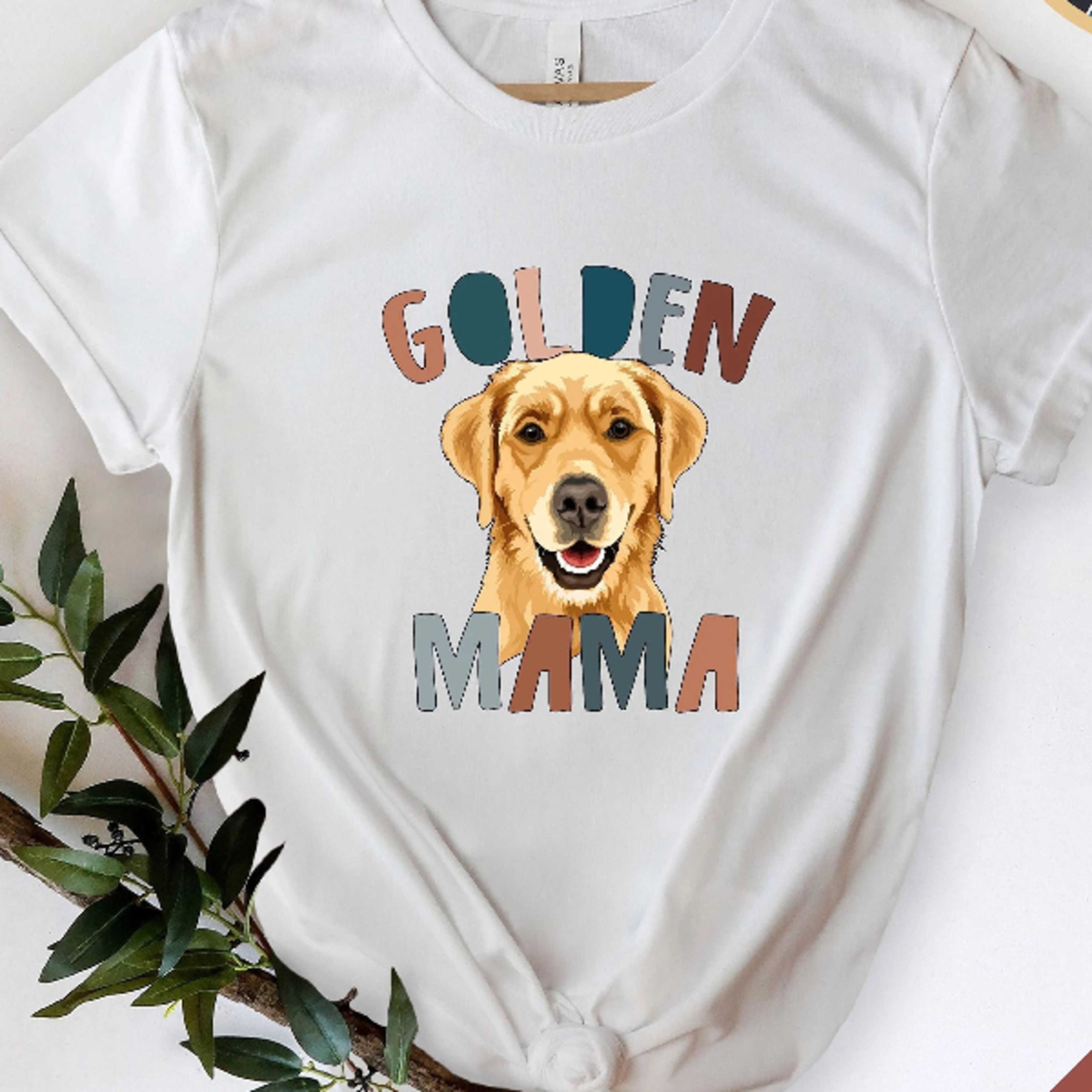 golden retriever mama shirt, dog mom tee, cute golden lover graphic t-shirt