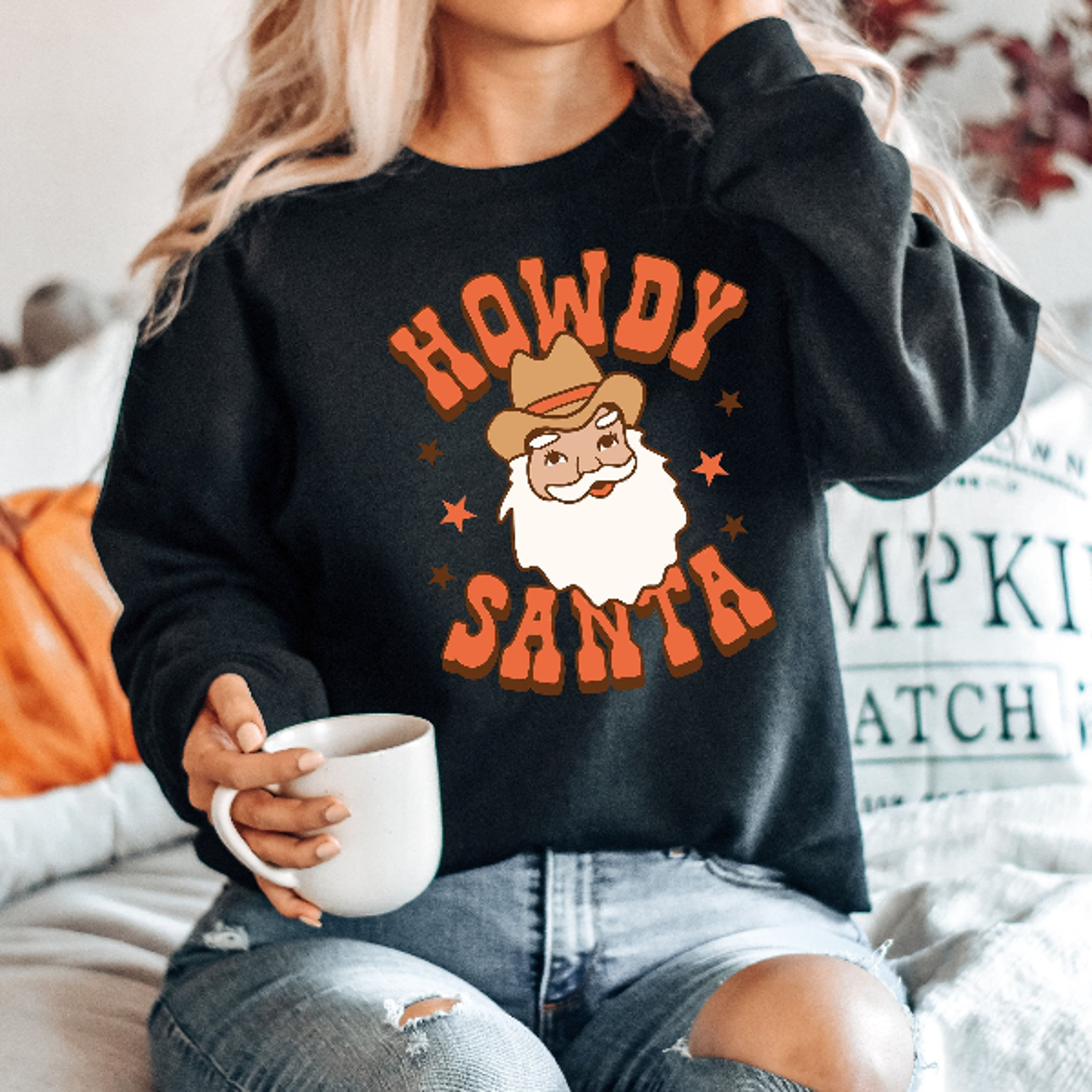 howdy santa shirt, howdy, retro santa shirt, christmas shirt, cowboy santa shirt, western shirt, christmas sweatshirt, c
