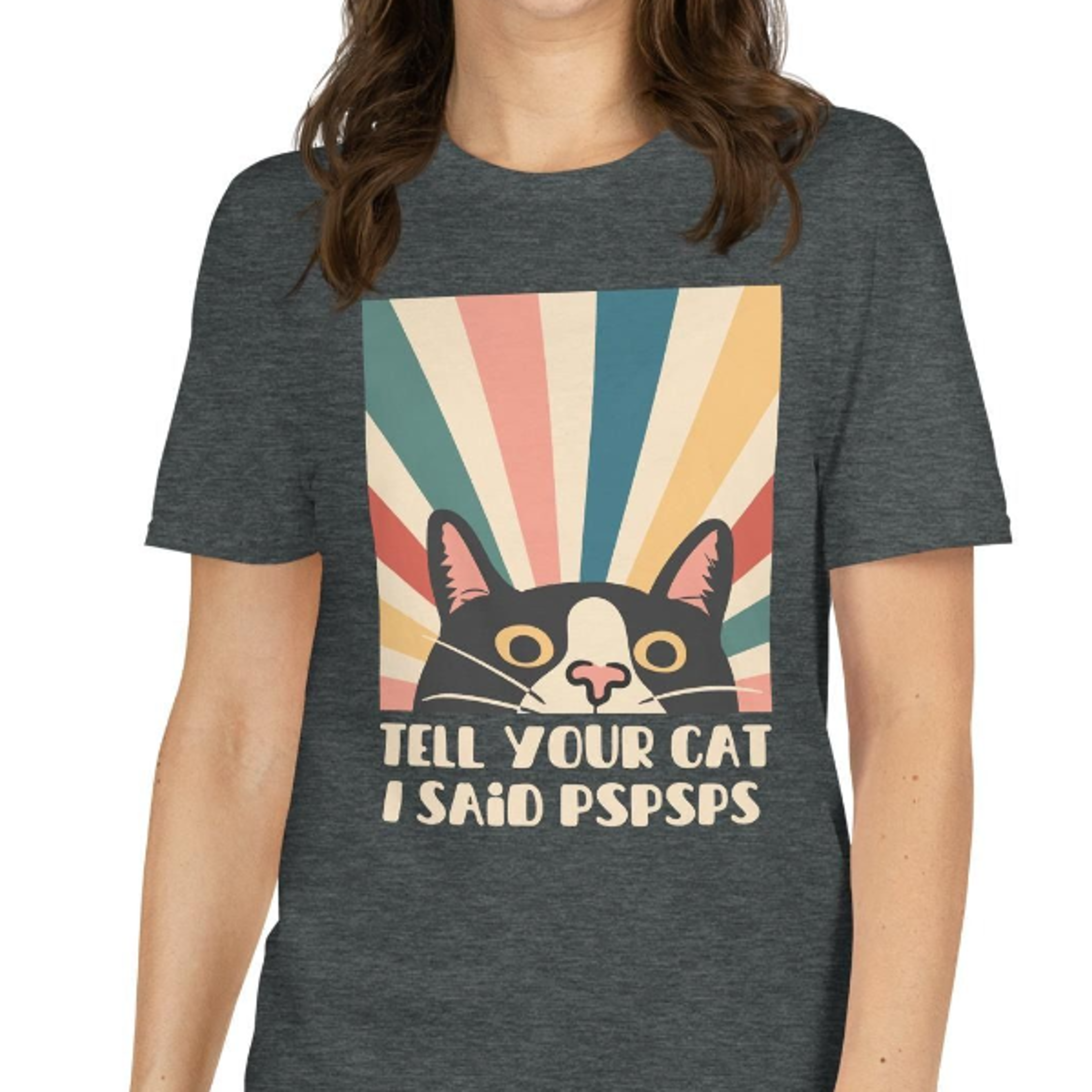 funny retro cat t-shirt tell your cat i said pspsps shirt | vintage animal meme graphic design tee | witty gift for ca