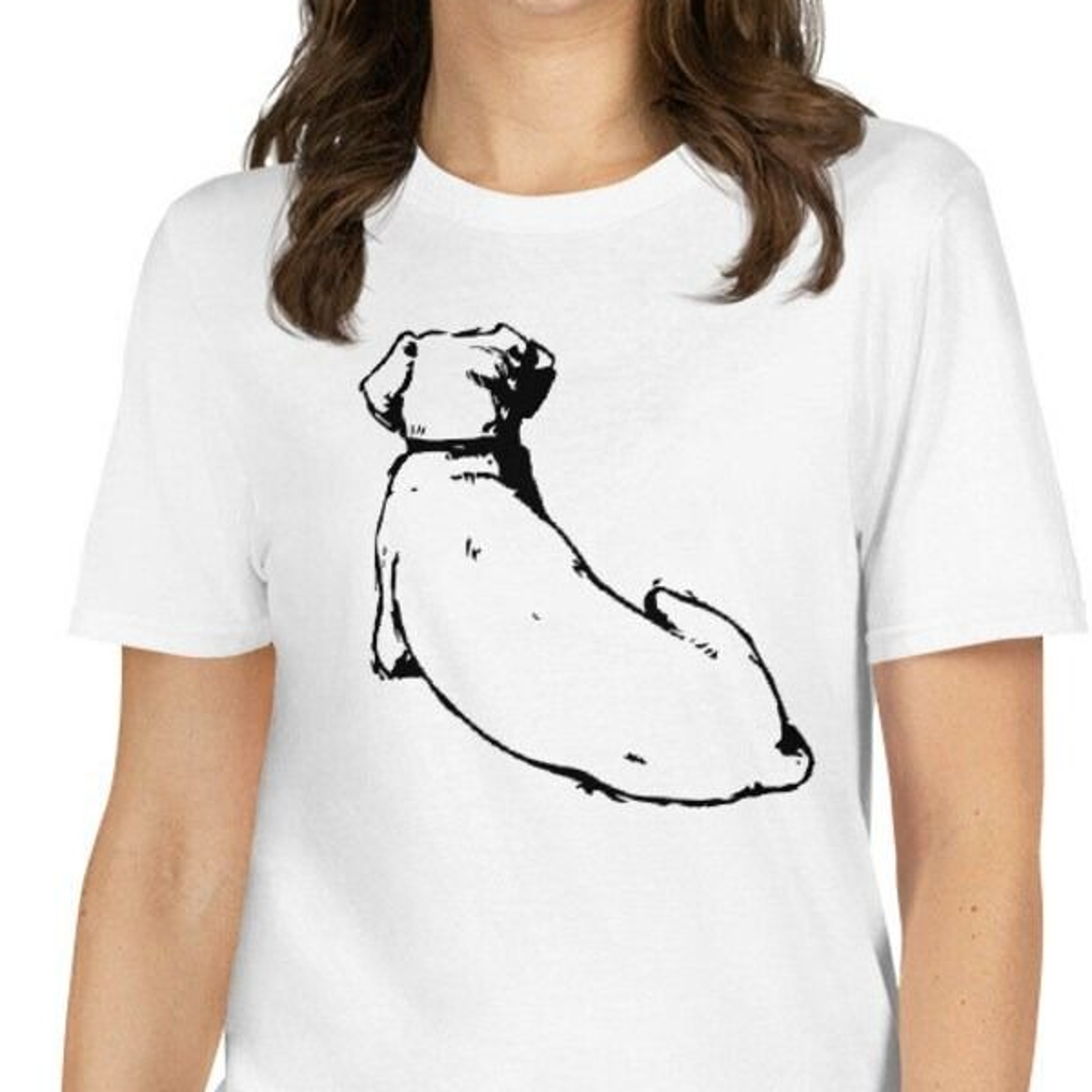 lying dog - unisex t-shirt with vintage illustrated dog