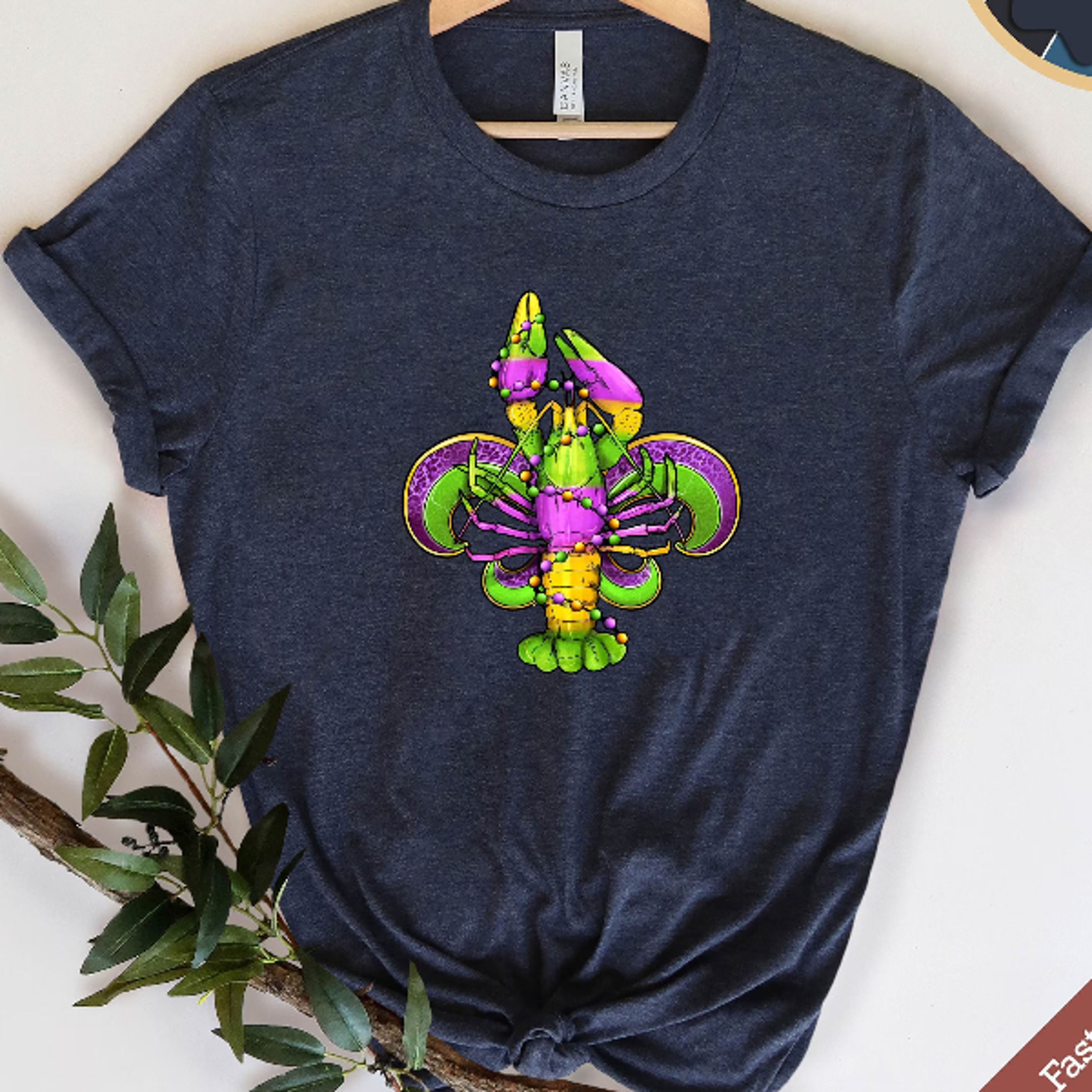 mardi gras crawfish t-shirt louisiana carnival fleur de lis graphic tee