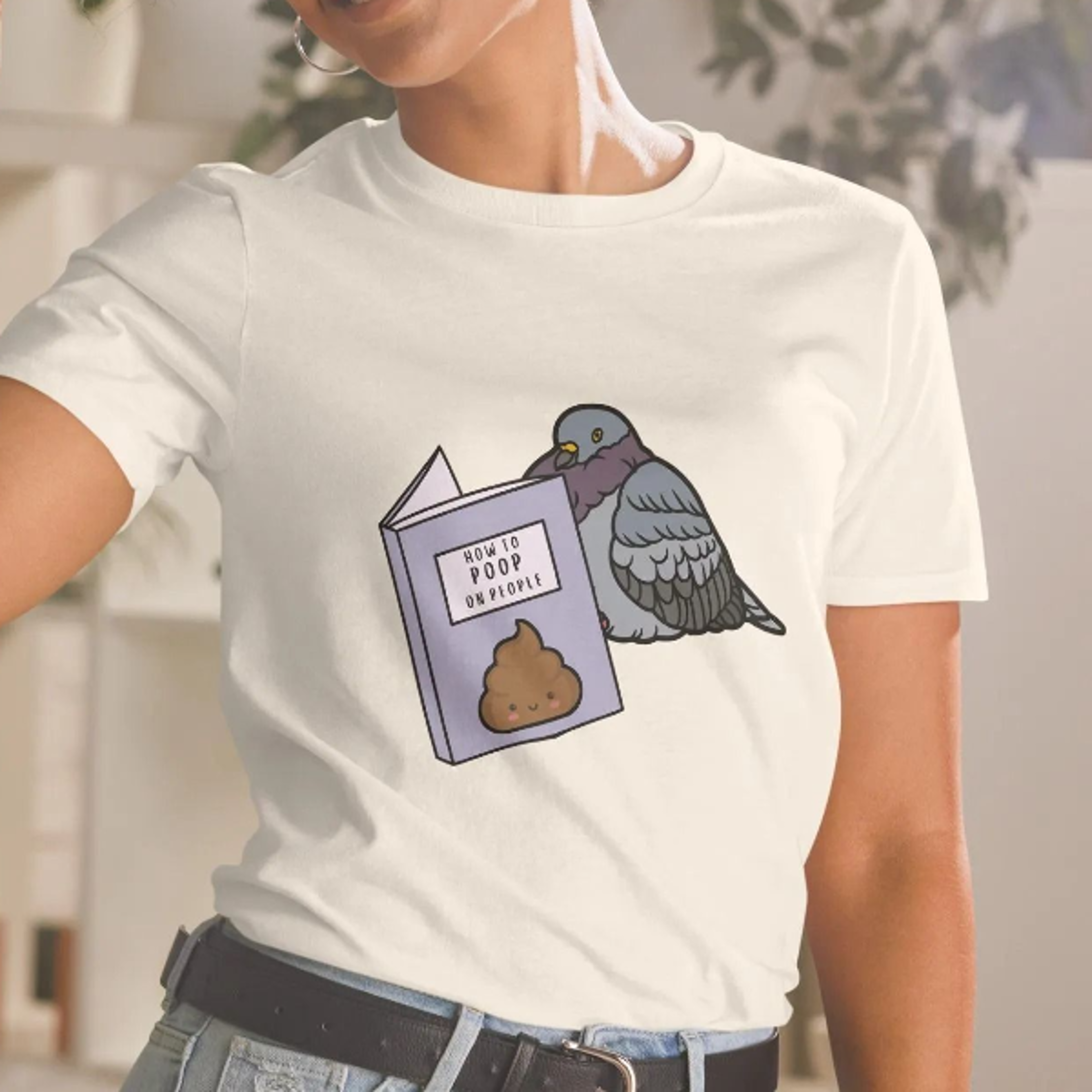 funny pigeon t-shirt | how to poop on people | hilarious bird lover shirt | witty gift for friends | quirky animal poop