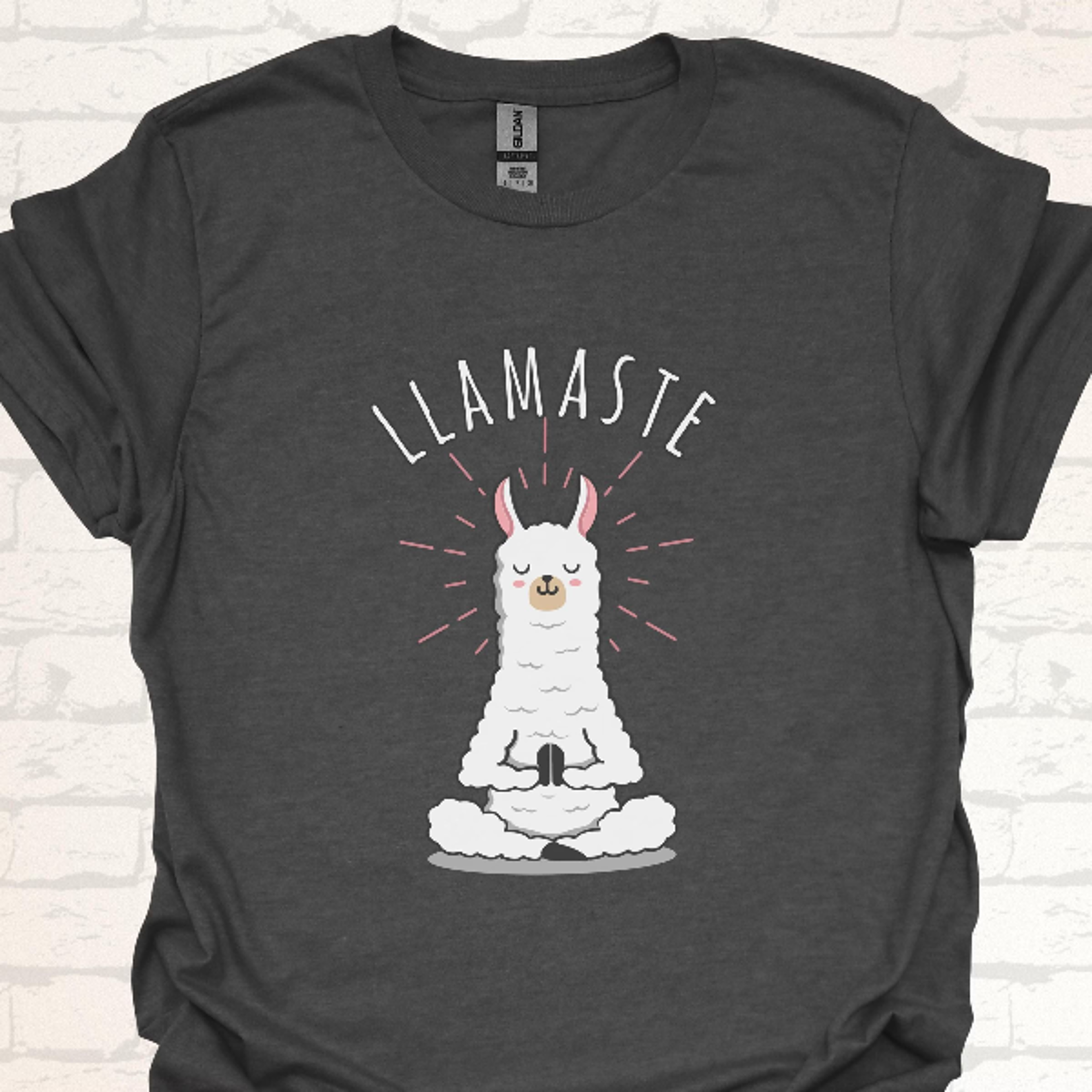 funny yoga workout t-shirt | llamaste meditation sport humor shirt | funny llama namaste design apparel | cute yogini gi