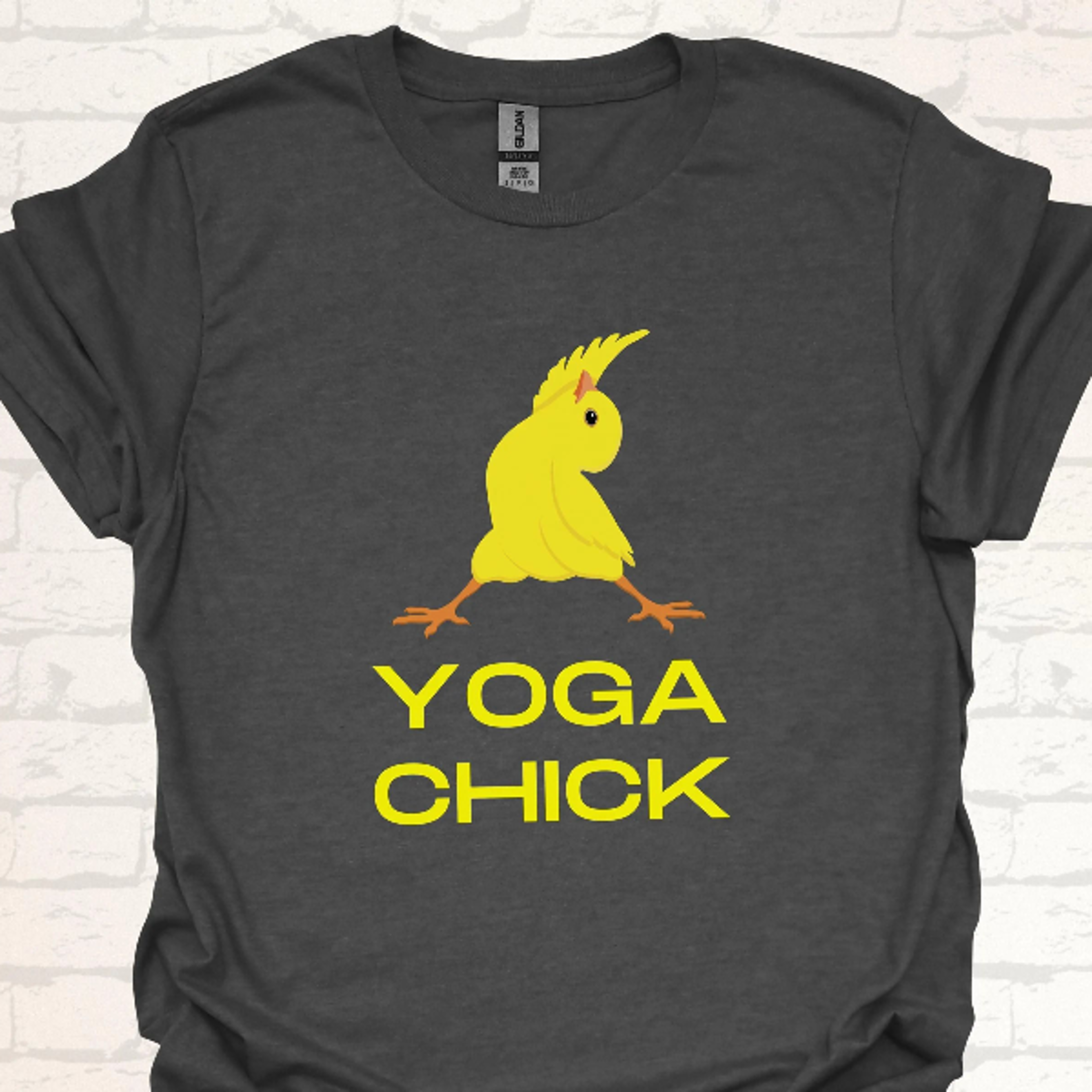 funny yoga chick t-shirt | witty gift idea for yoga enthusiasts | humorous chicken design tee | workout meditation appar