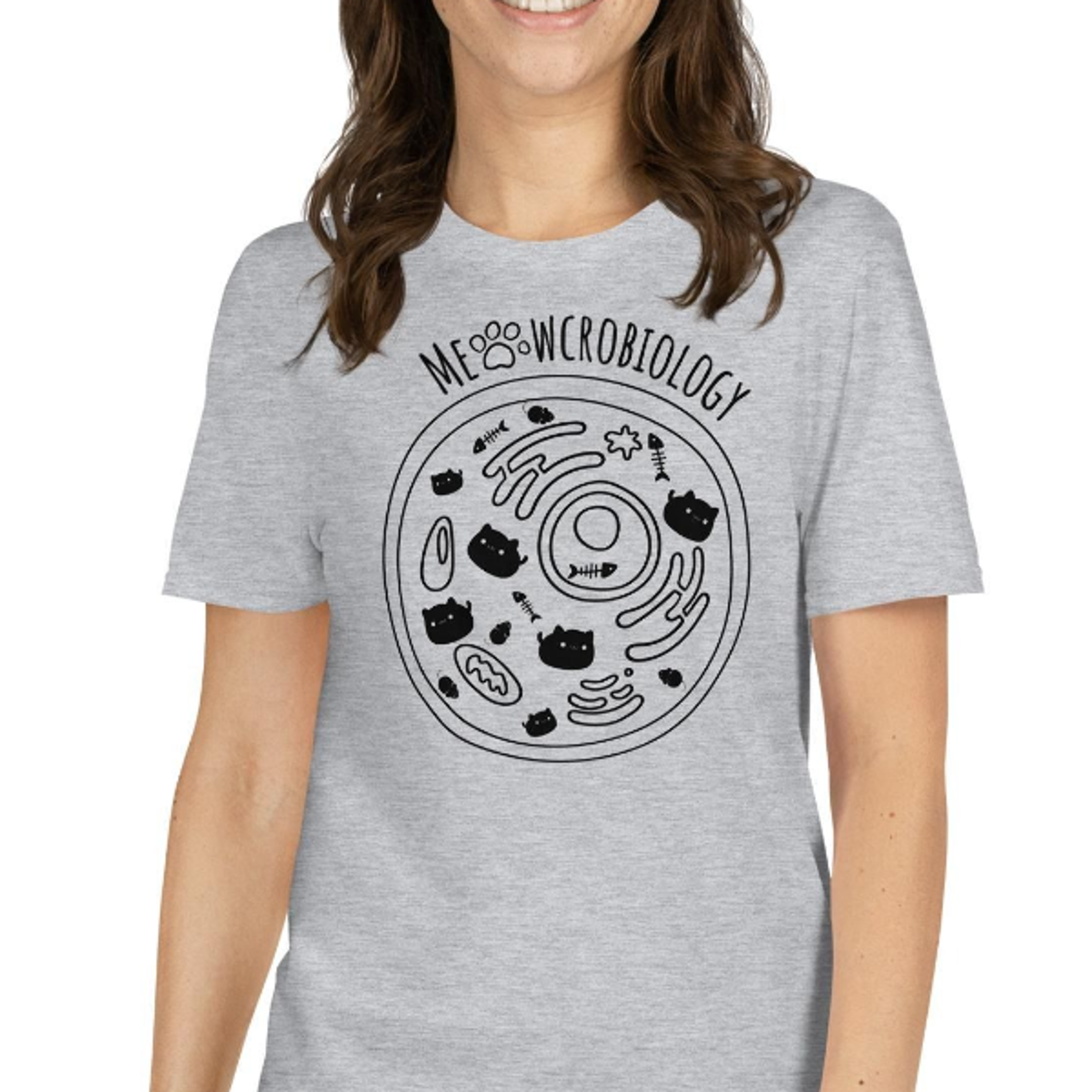 funny science cat t-shirt | meowcrobiology cell diagram shirt | nerdy gift idea for cat lovers and science geeks | biolo