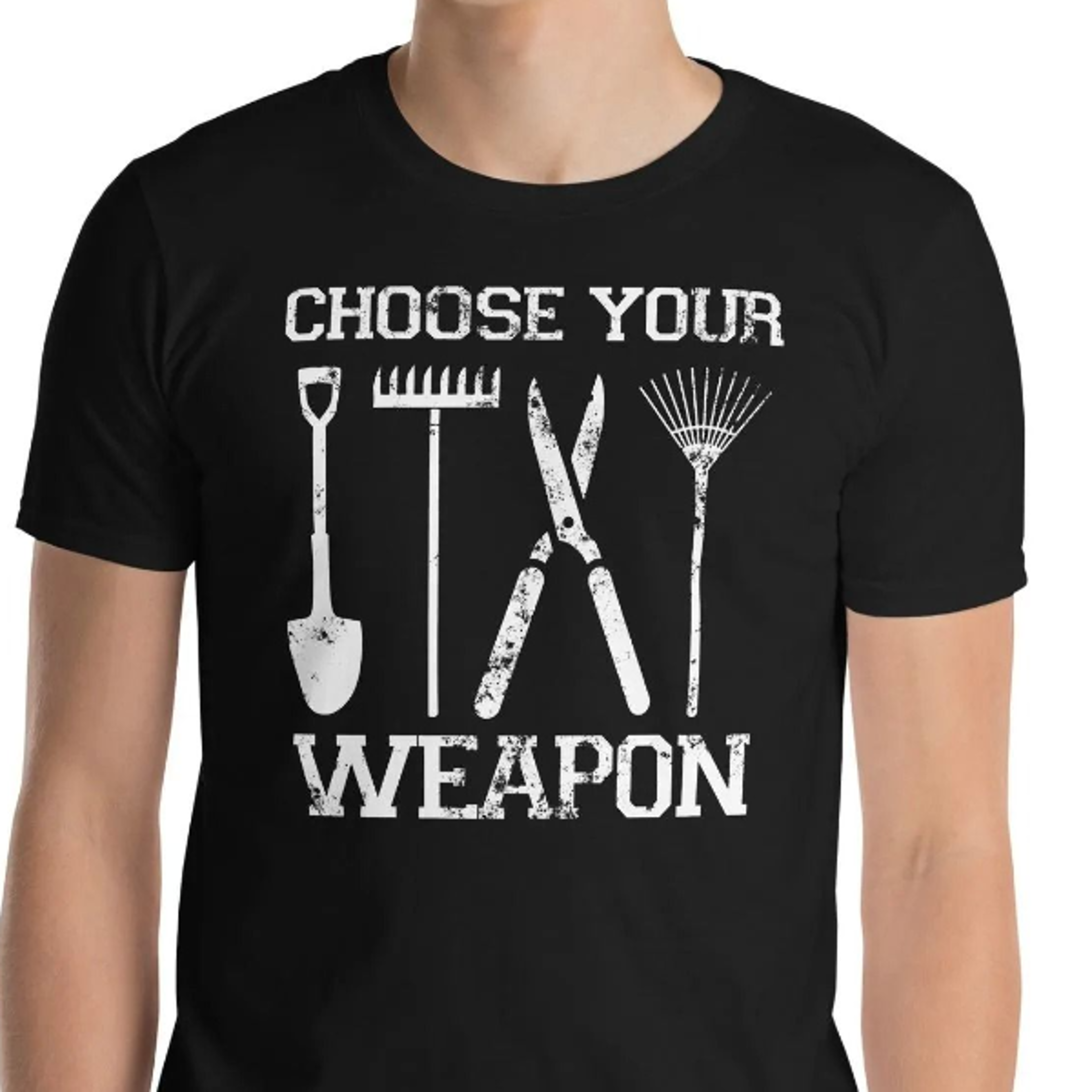 funny retro gardening t-shirt | choose your weapon hobby gardener pun shirt | garden humor gift idea for plant lovers &