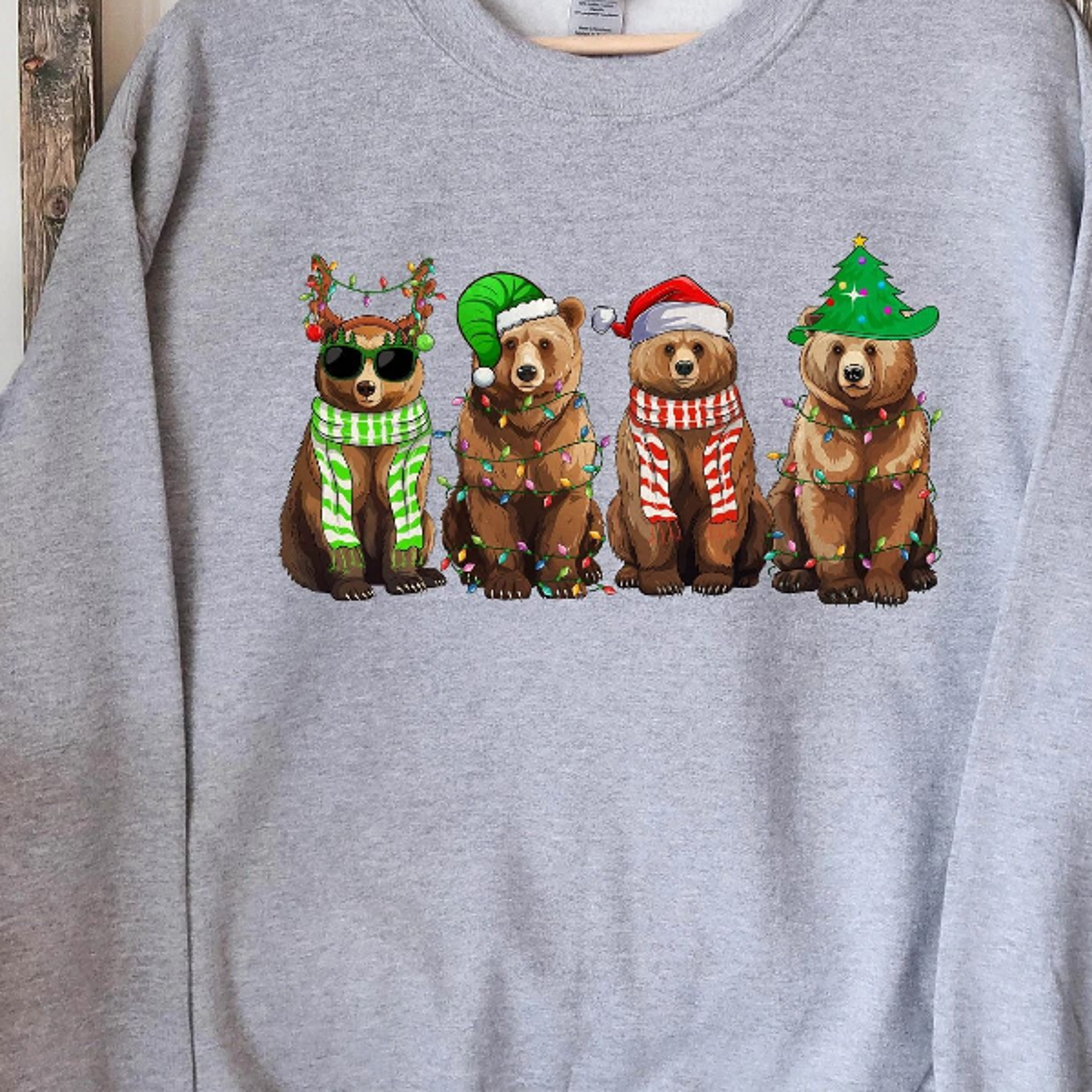 funny christmas bear sweatshirt, holiday family gift, cozy winter graphic pullover