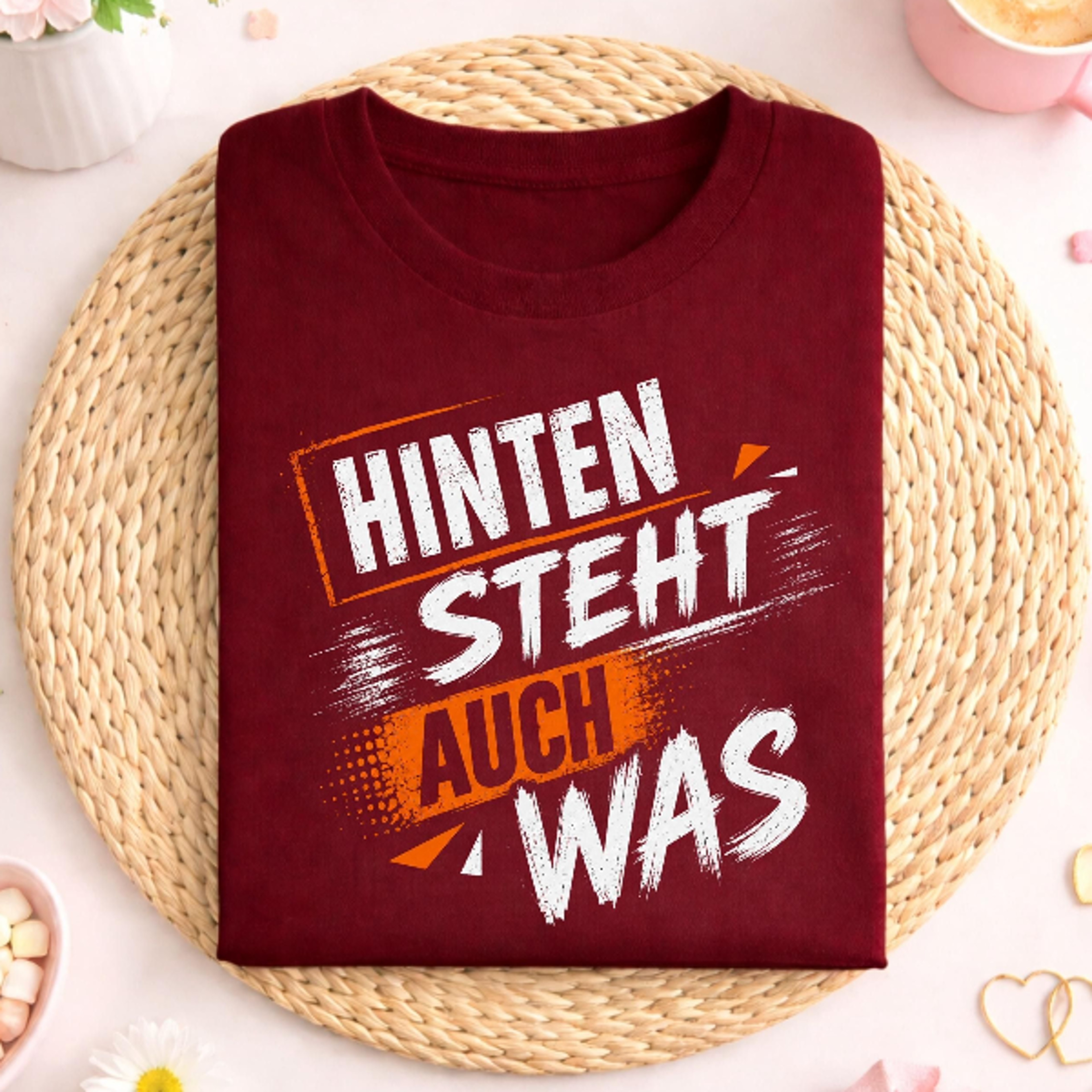 spruche t-shirt unisex, motiv hinten steht auch was, weiche baumwolle