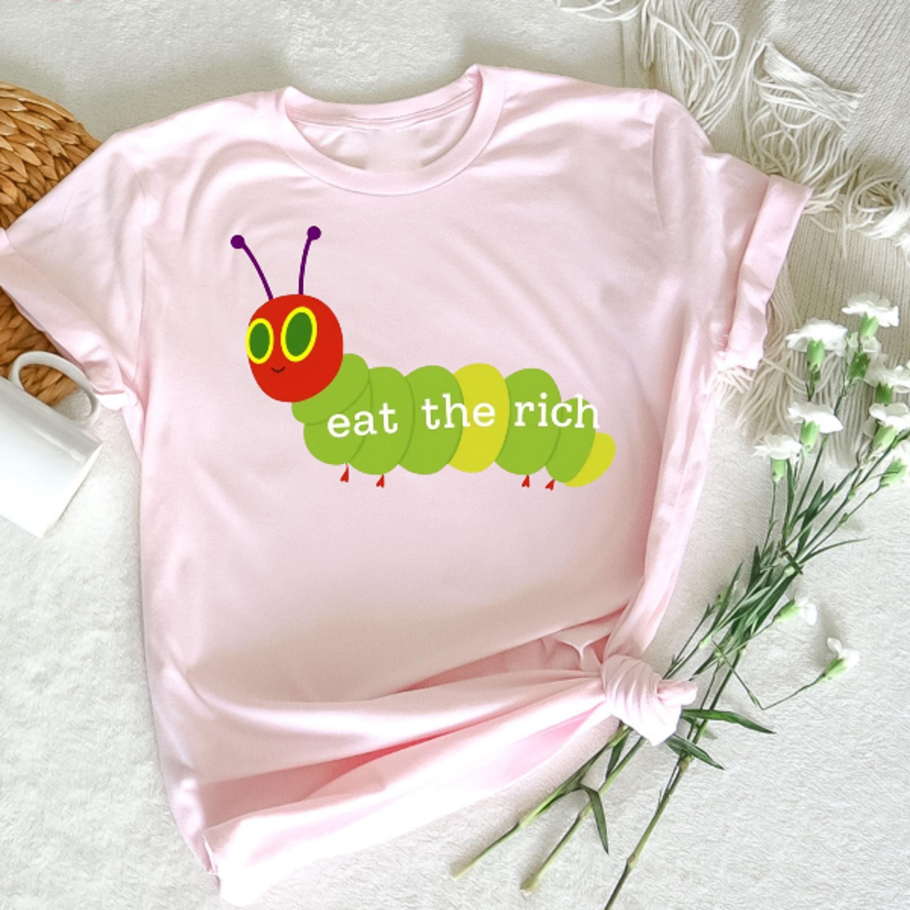 vintage eat the rich hungry cute caterpillar worm tee t-shirt, lustiges t-shirt, vintage caterpillar, eat the rich t-shi