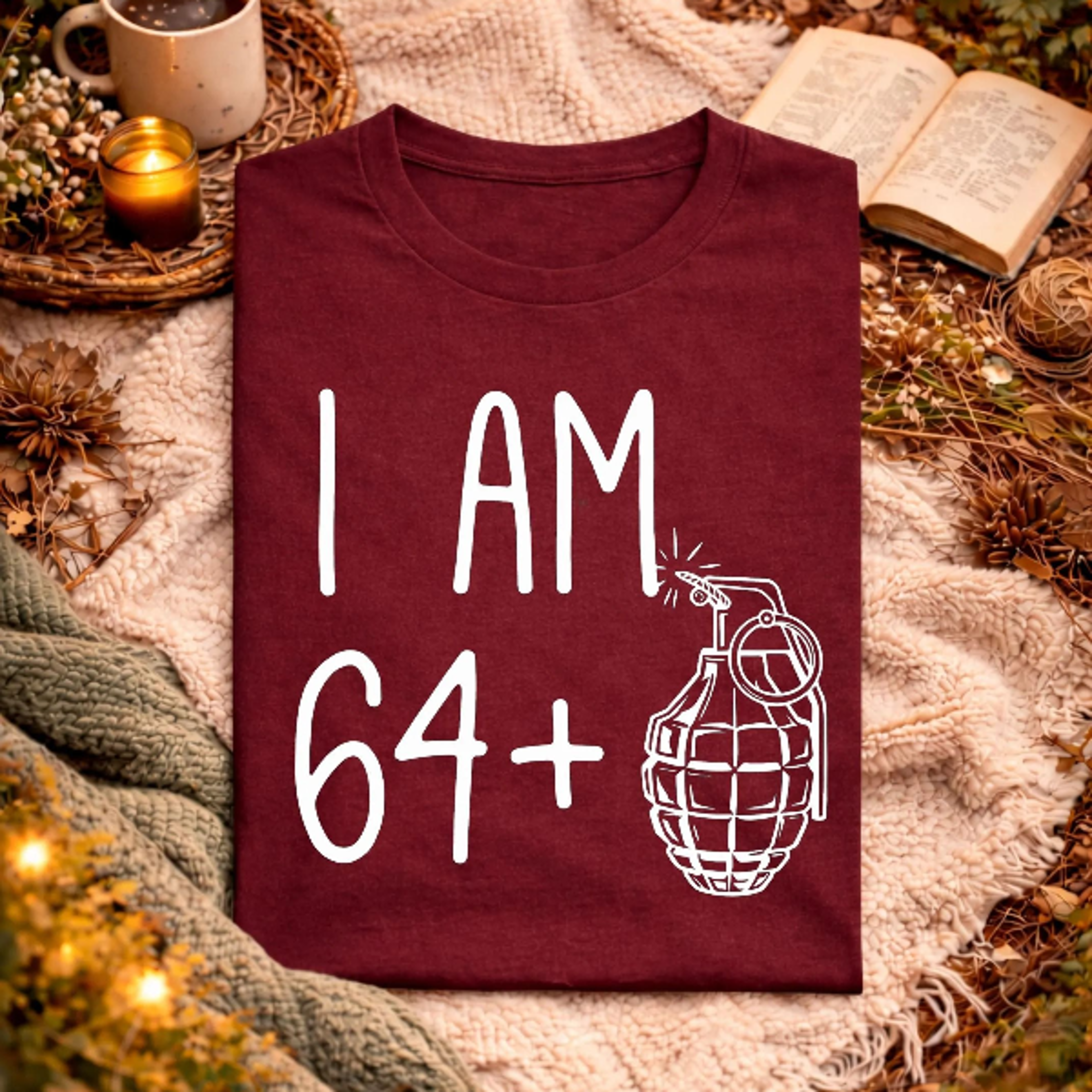 i am 64 plus shirt, geburtstag 64 jahre humor, ironisches statement motiv, lustiges geschenk jubilaum, minimalistisches