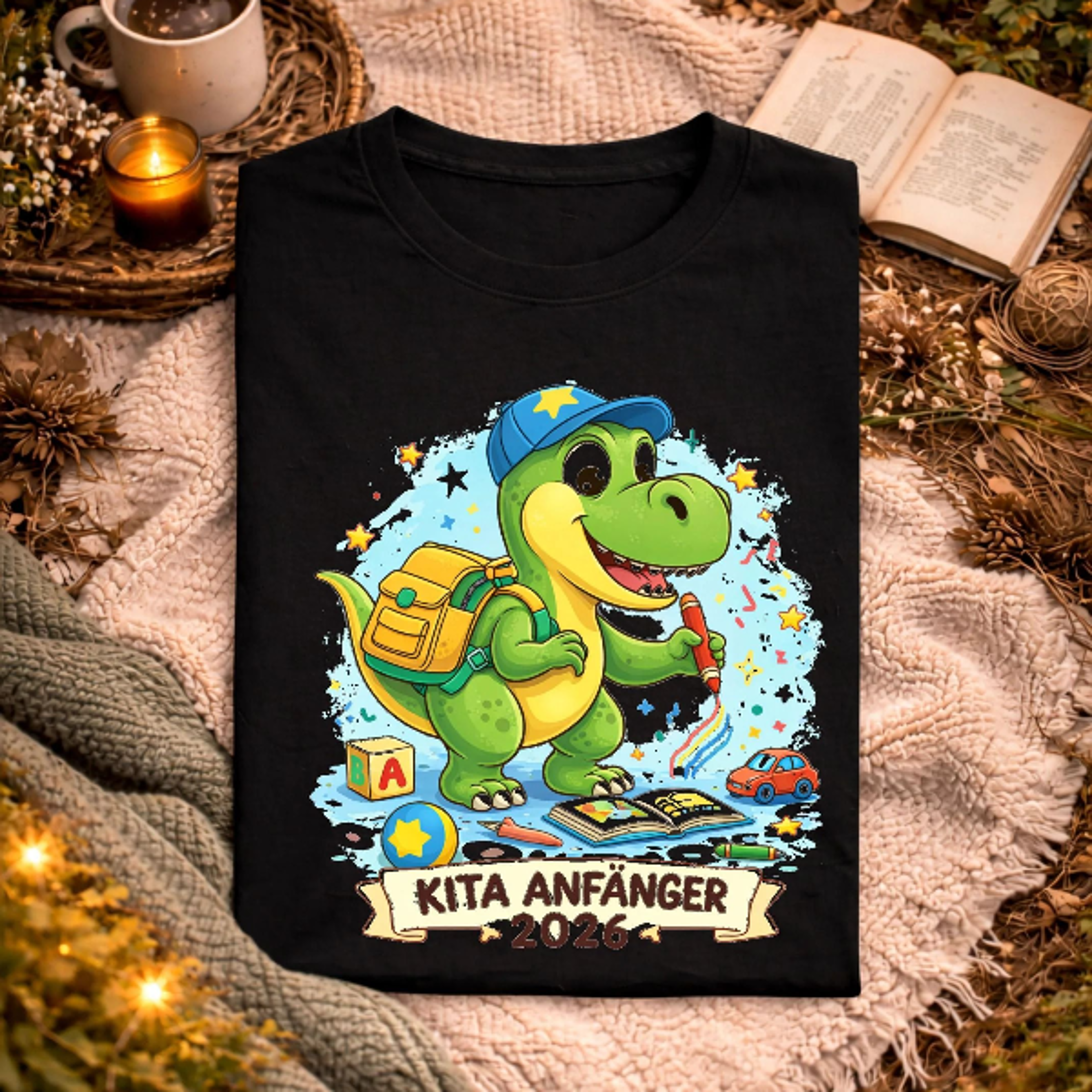 kita anfanger 2026, dino kindergarten shirt, kindergarten kind outfit, einschulung kita start, kleiner dino spa kinderga