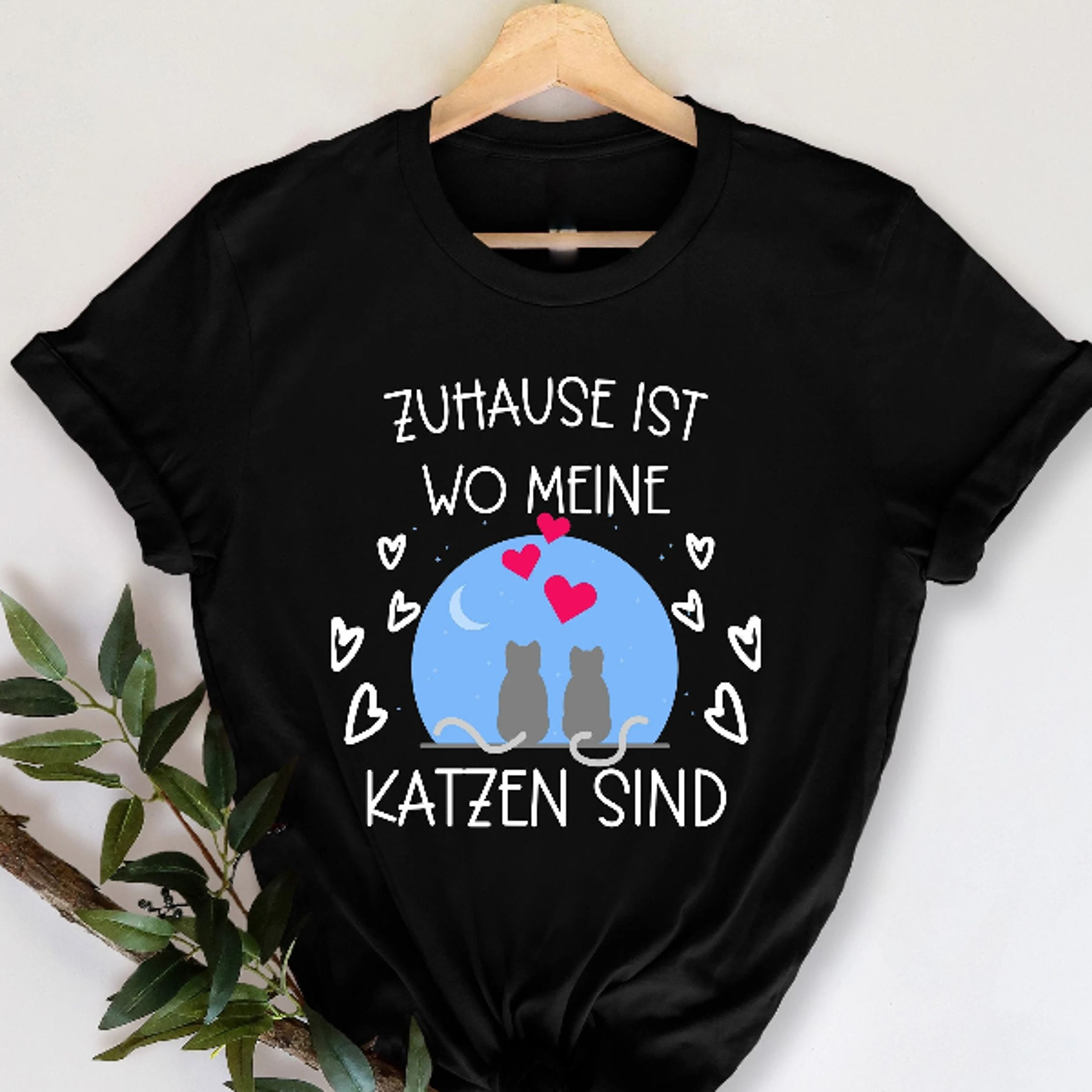 zuhause ist wo meine katzen sind tshirt, katze madchen damen t-shirt, katzenliebhaber tshirt, geschenk fur katzenmutter,
