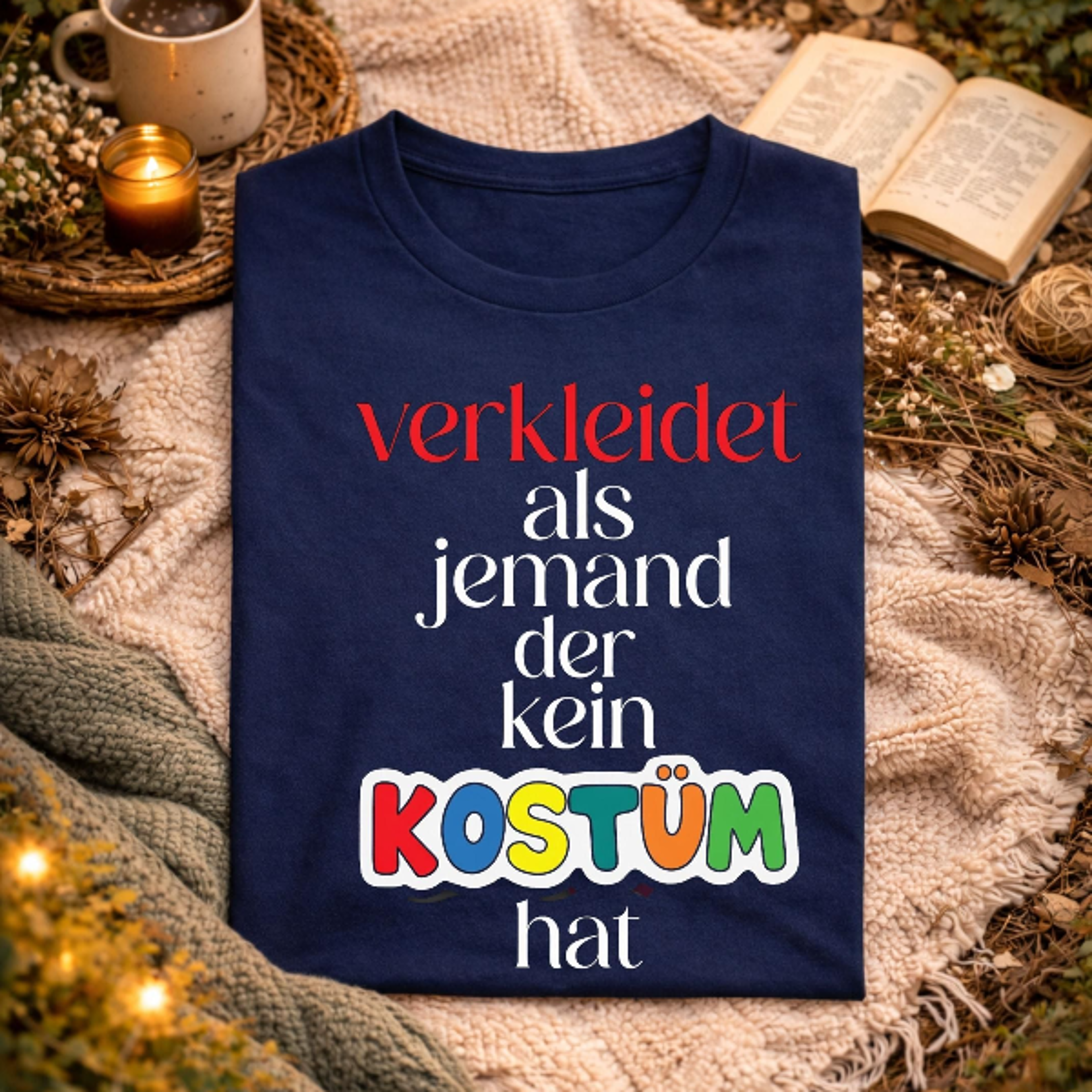 kostumersatz verkleidet als jemand ohne kostum spruch lustig, karneval humor aussage, fasching ironie design outfit, min