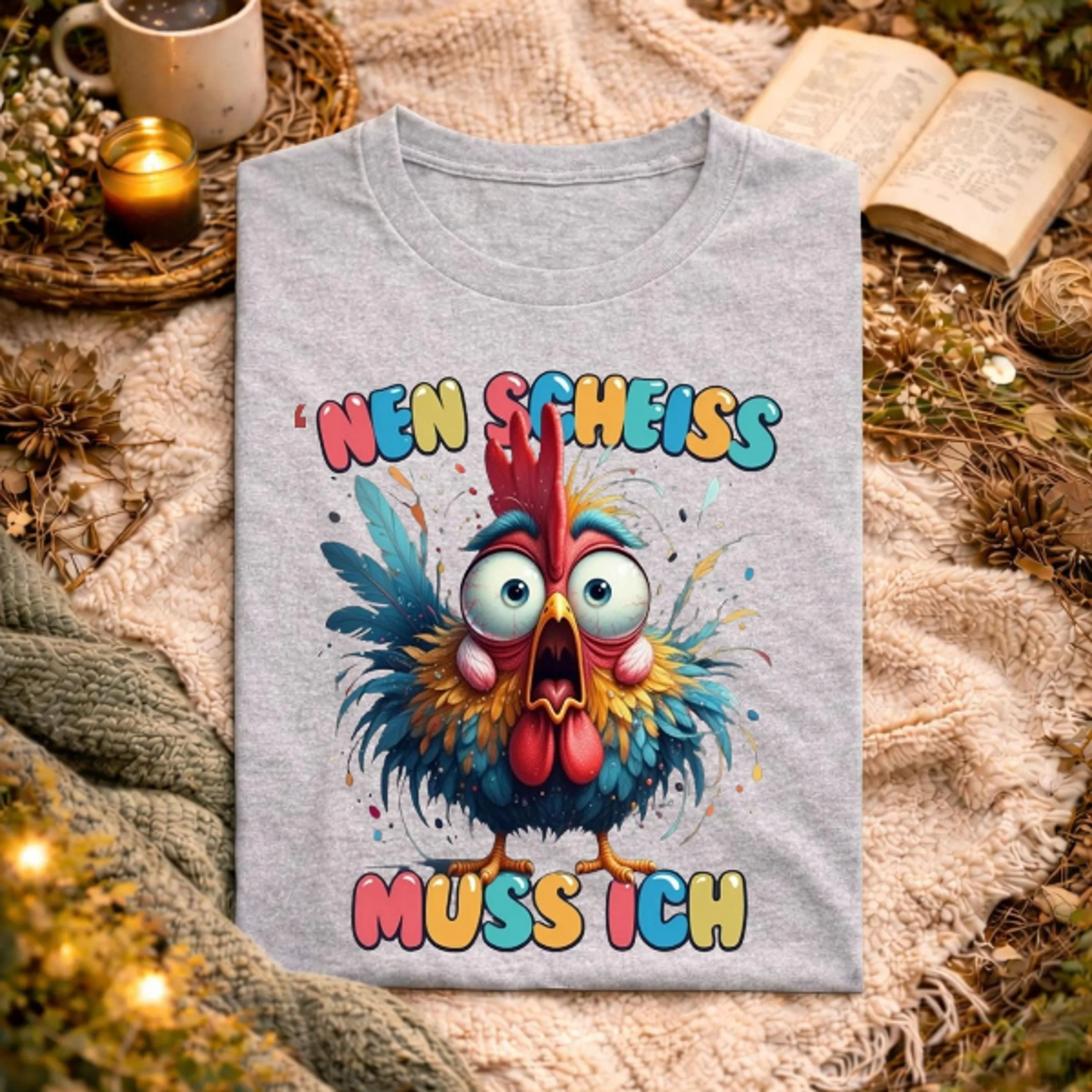 lustiges huhn , frecher spruch humor, huhn cartoon motiv, ironischer spruch spa, tier humor design, alltag sarkasmus, w