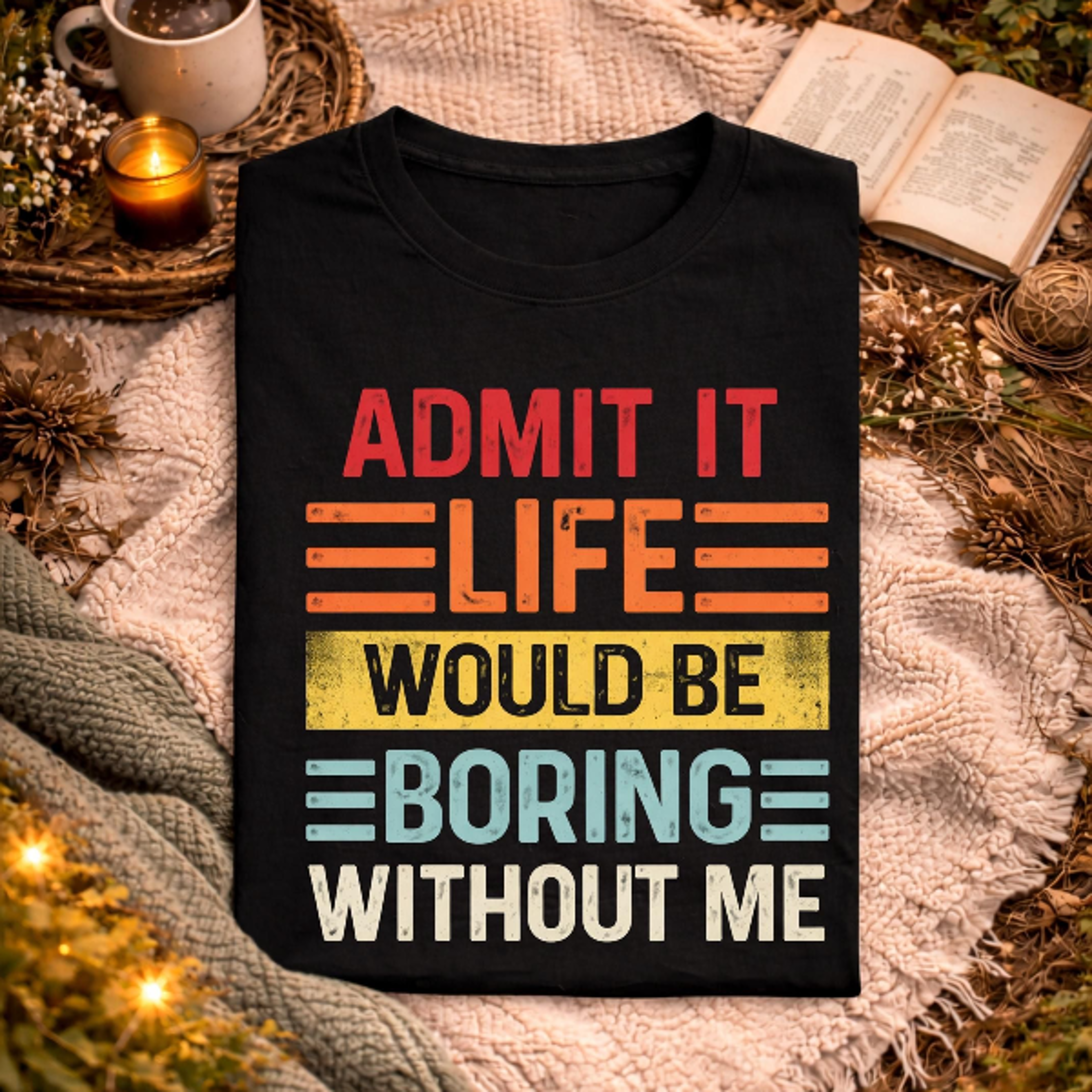 admit it life would be boring without me t-shirt – lustiger englischer spruch im retro style, humor fun shirt fur manner