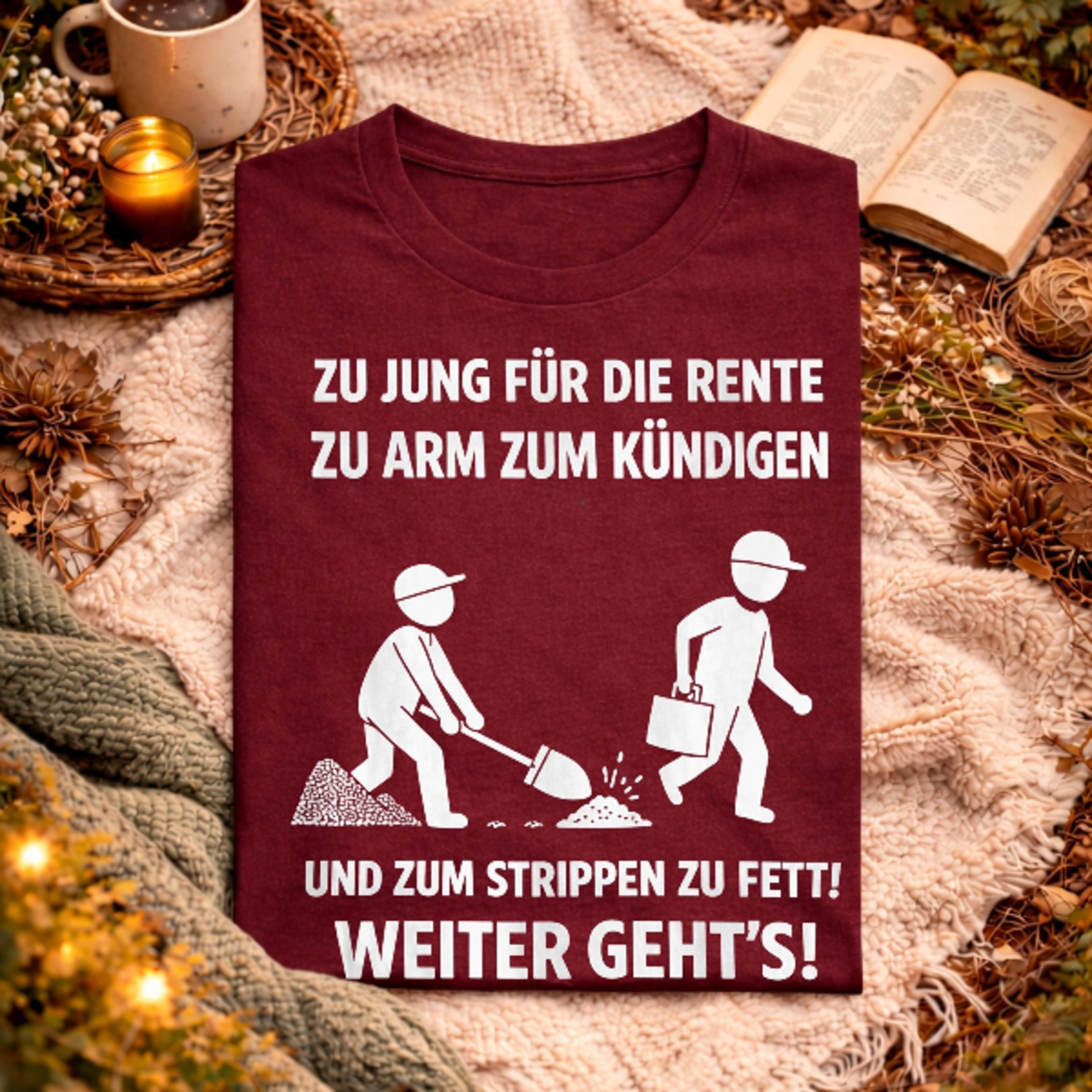 zu jung fur die rente t-shirt – lustiger arbeit spruch shirt aus deutschland, humor beruf und alltag, unisex statement t