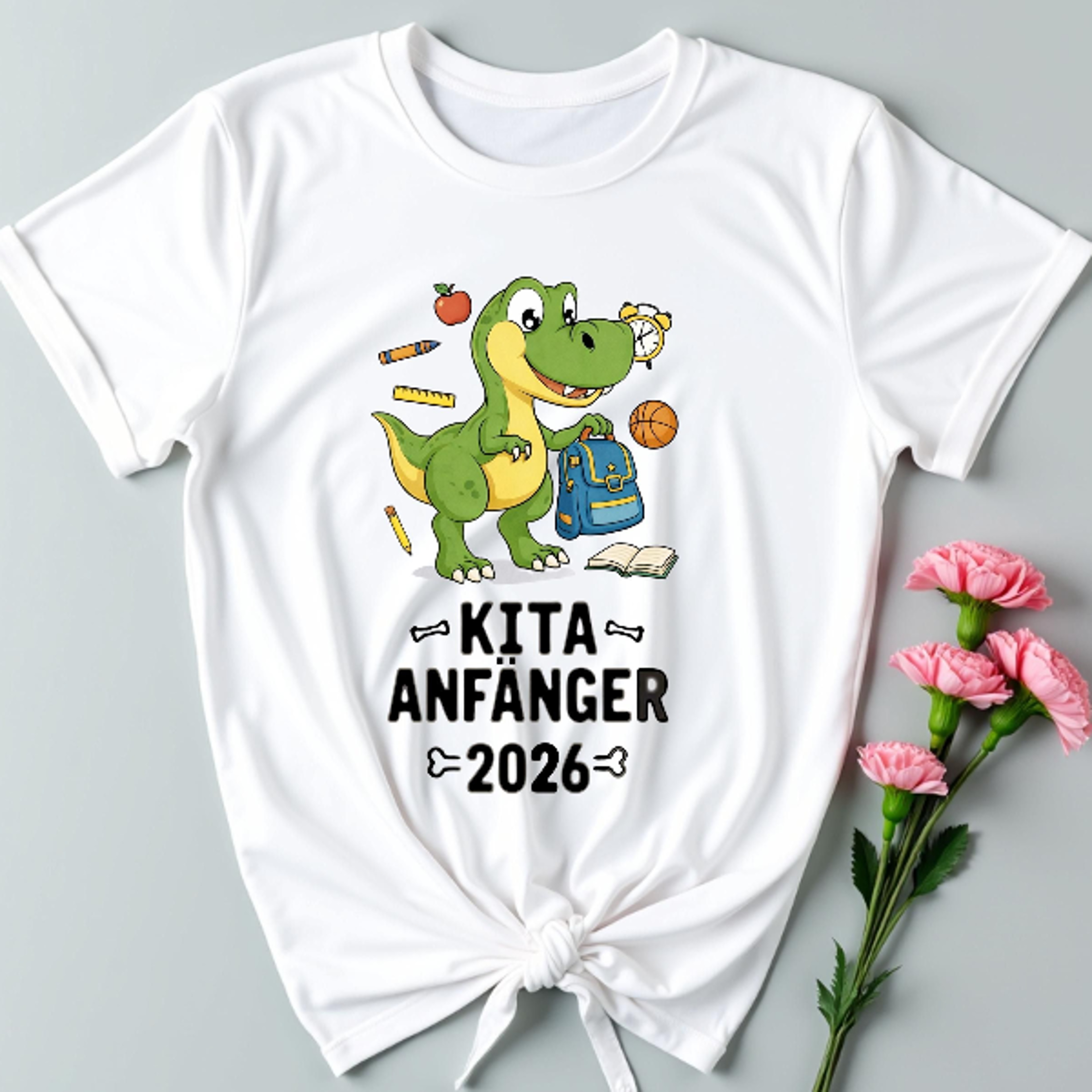 kita anfanger 2026 dino t-shirt – kindergartenkind fur jungen madchen, sues dinosaurier motiv, erster kita tag geschenk,
