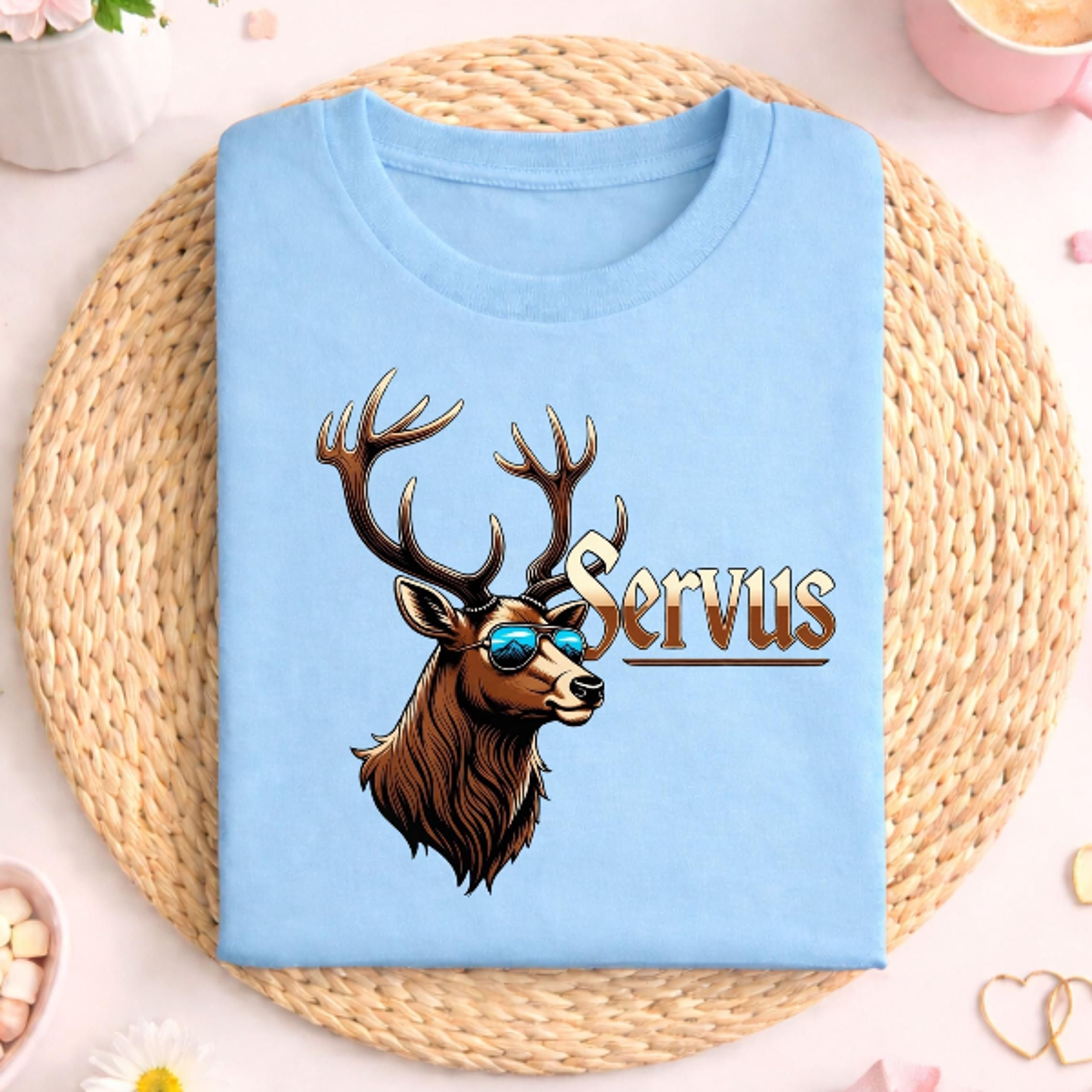 servus hirsch shirt, lustiger hirsch spruch tee, bayern humor shirt, hirsch mit sonnenbrille, alpiner stil tshirt, witzi