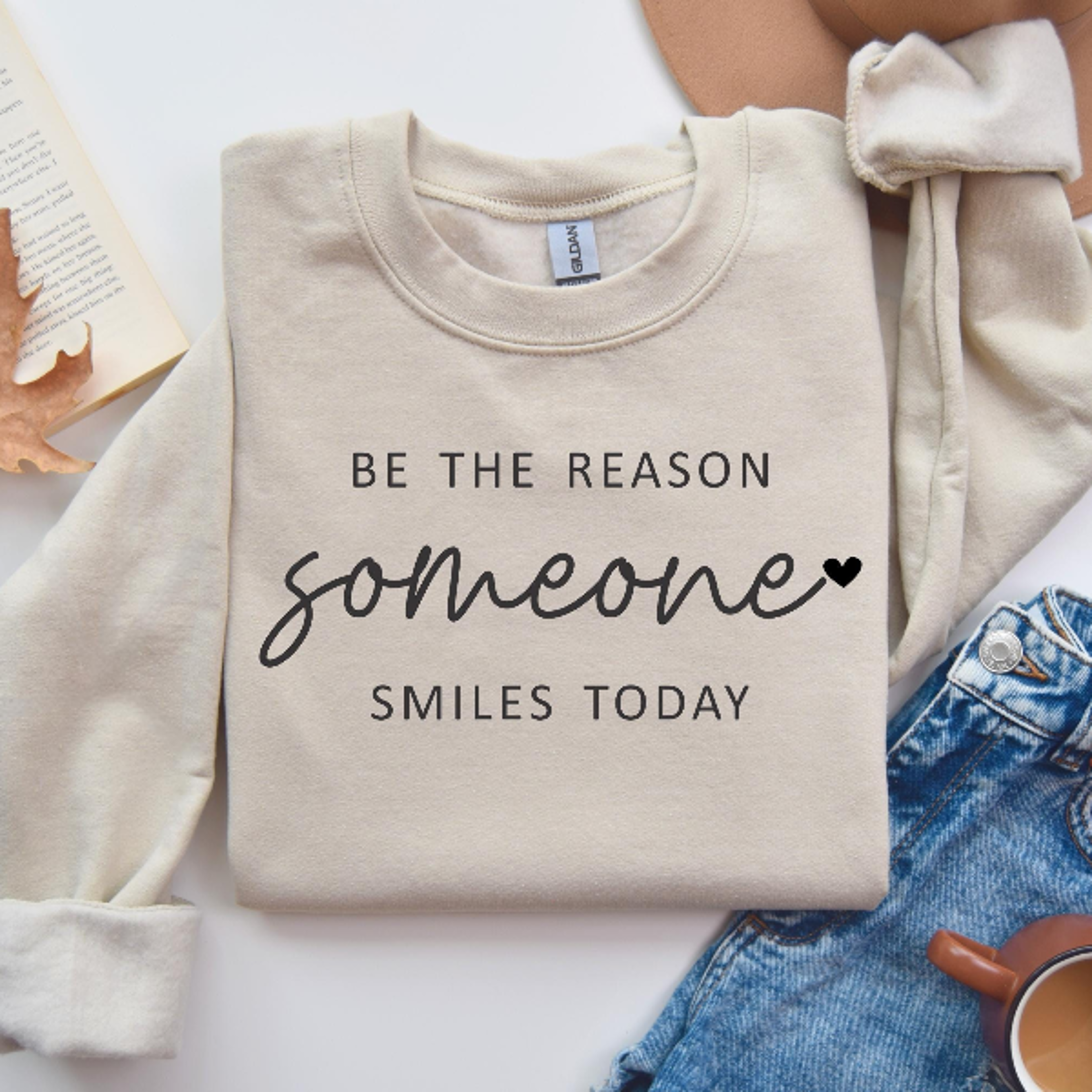 be the reason someone smiles today sweatshirt | inspirational quote crewneck | kindness sweater | positive message pullo
